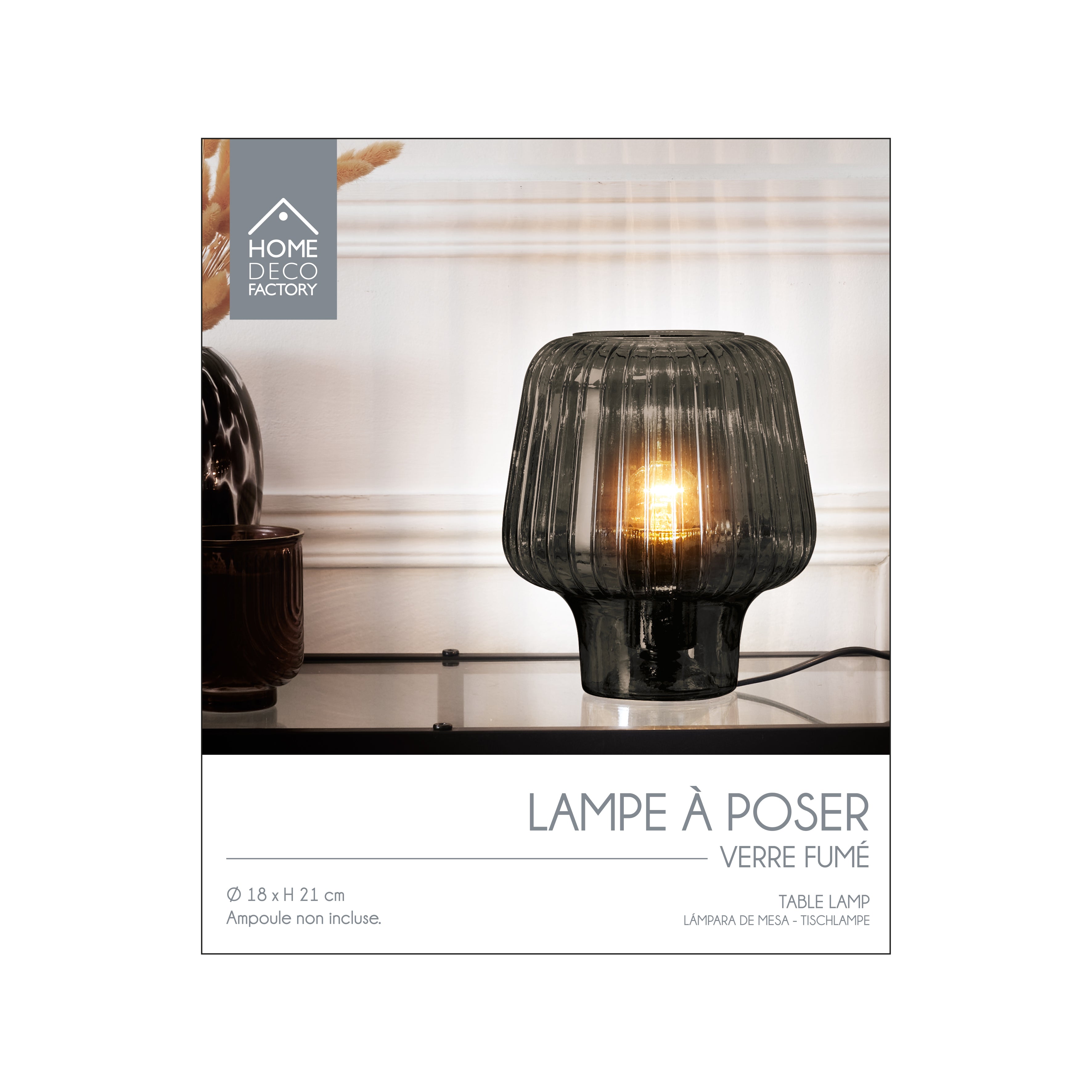 LAMPE DE TABLE CHAMPIGNON VERRE NOIR FUME