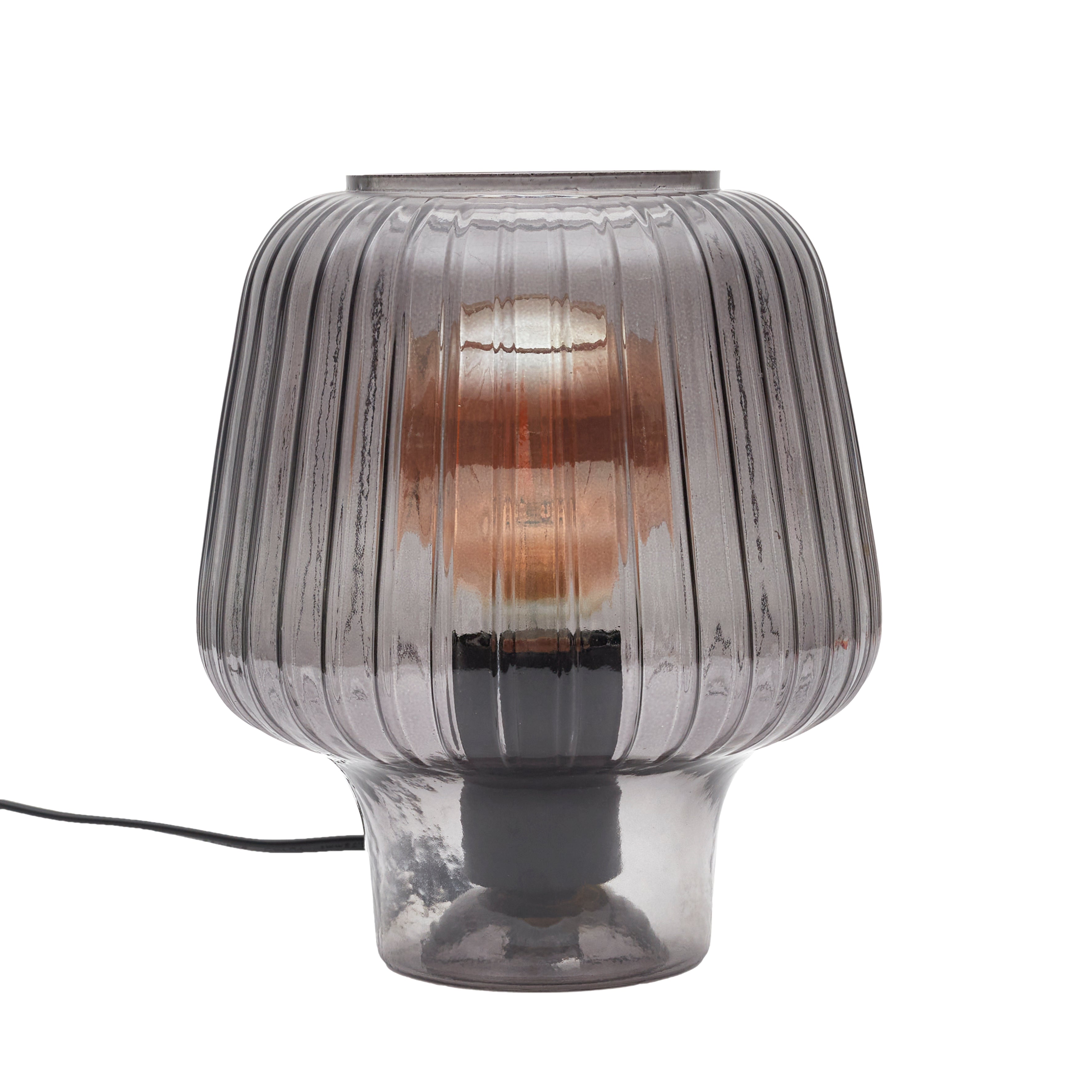 LAMPE DE TABLE CHAMPIGNON VERRE NOIR FUME