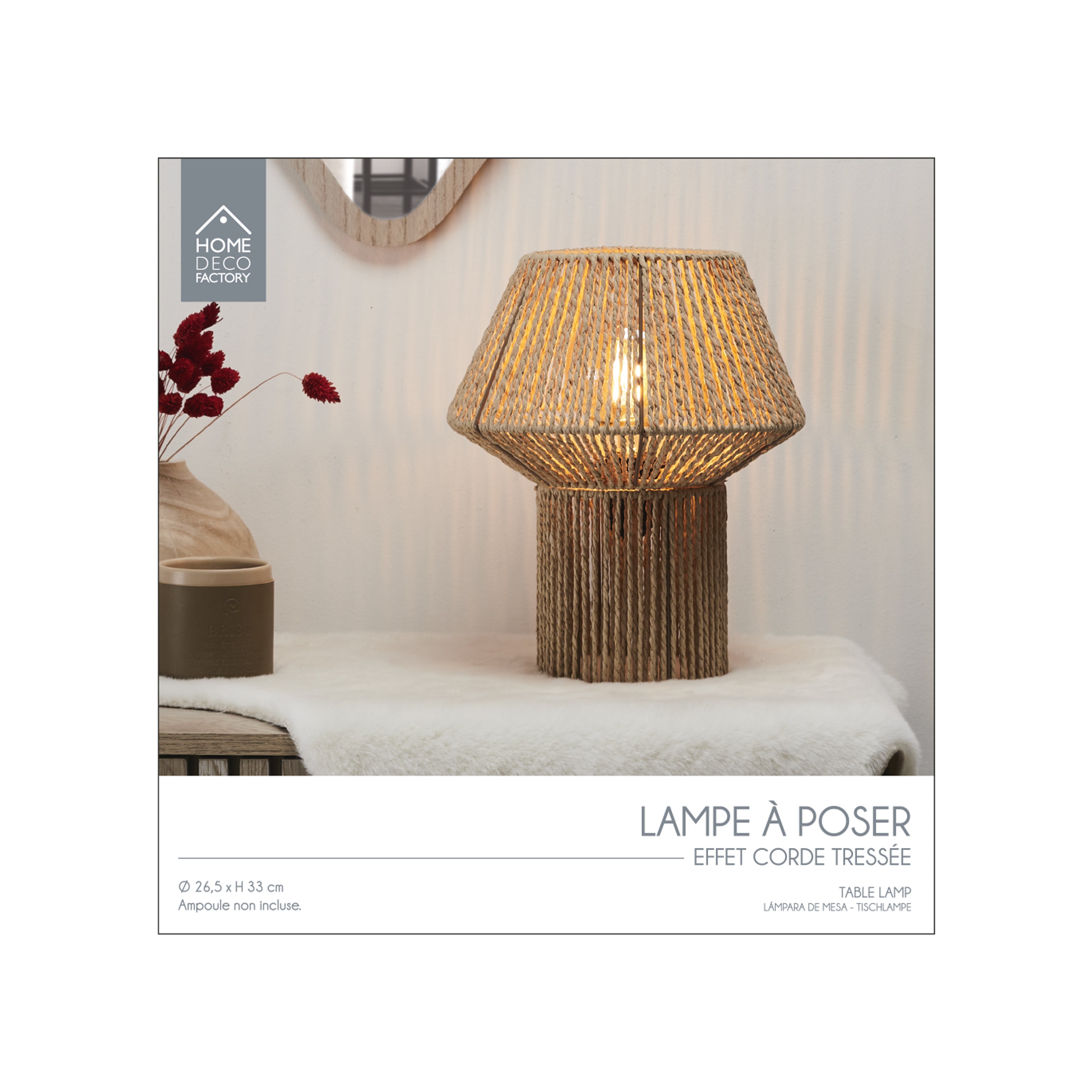 LAMPE A POSER ABAT JOUR EFFET CORDE TRESSEE