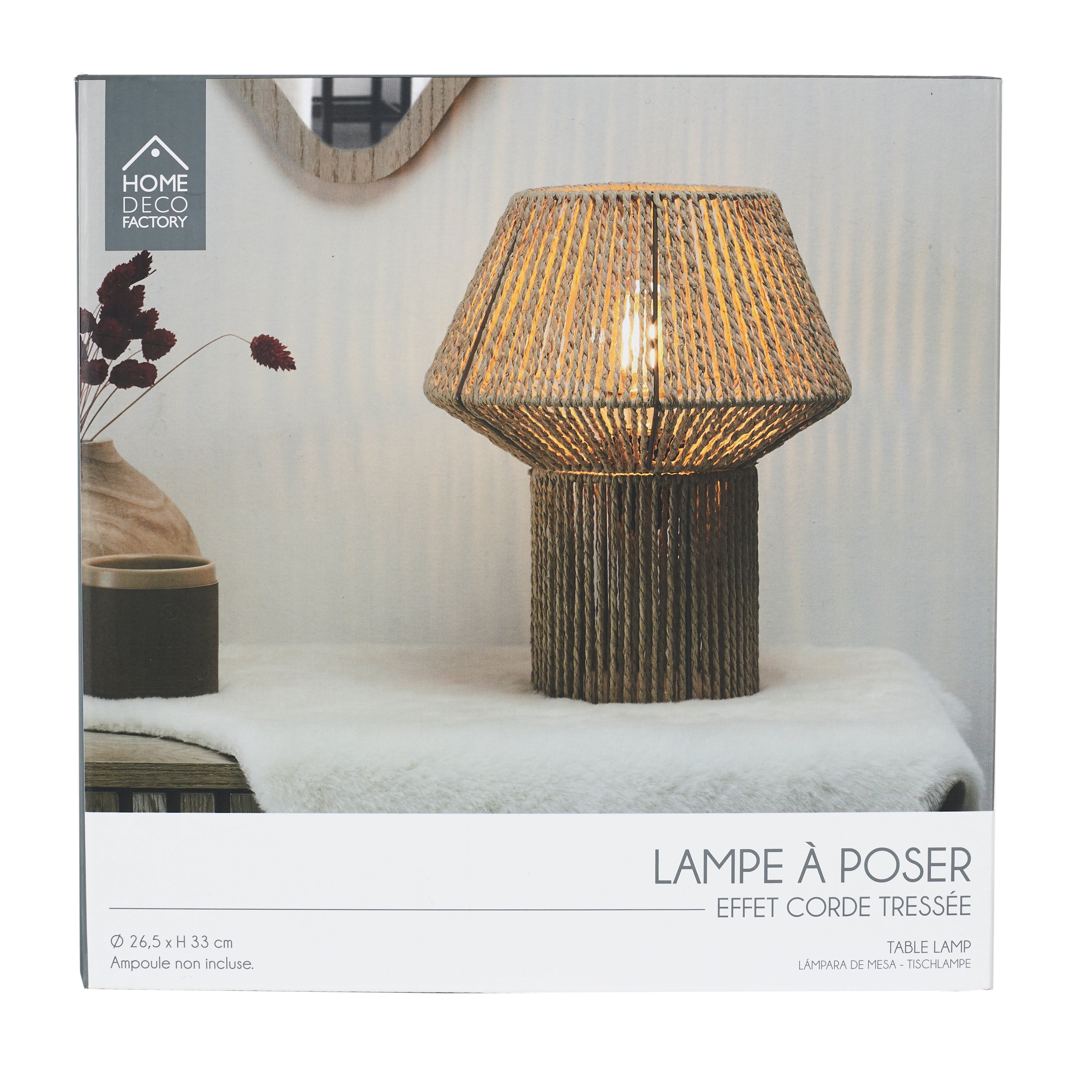 LAMPE A POSER ABAT JOUR EFFET CORDE TRESSEE