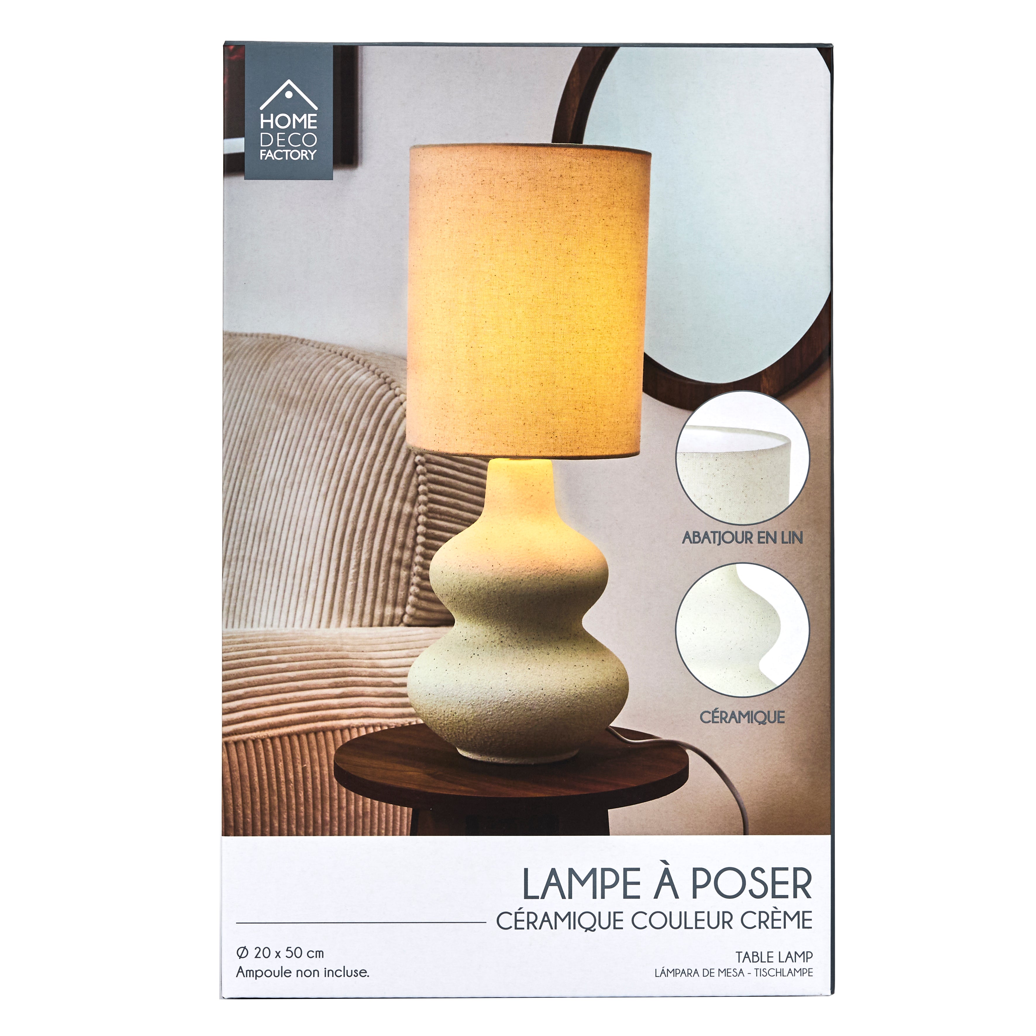 LAMPE CERAMIQUE CREME H50CM
