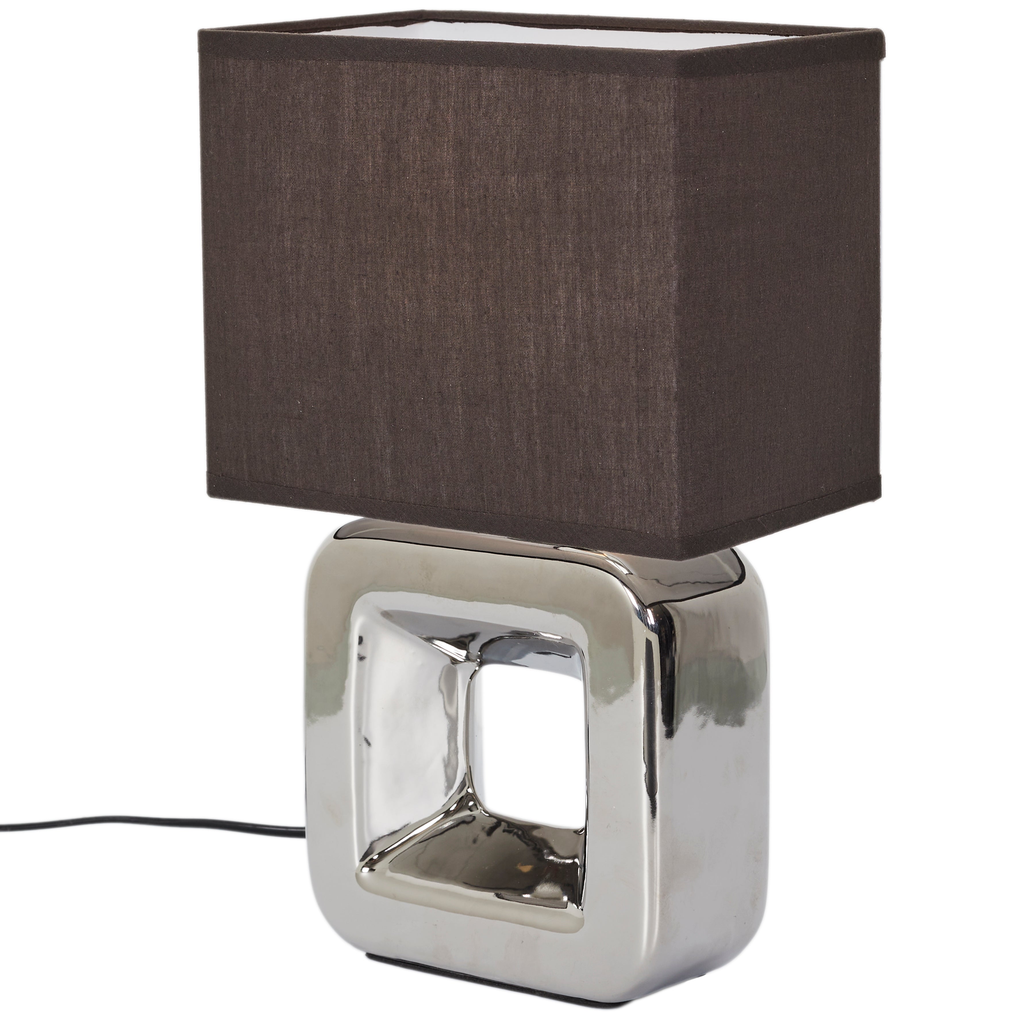 LAMPE CERAMIQUE FINITION CHROMEE H32.5CM