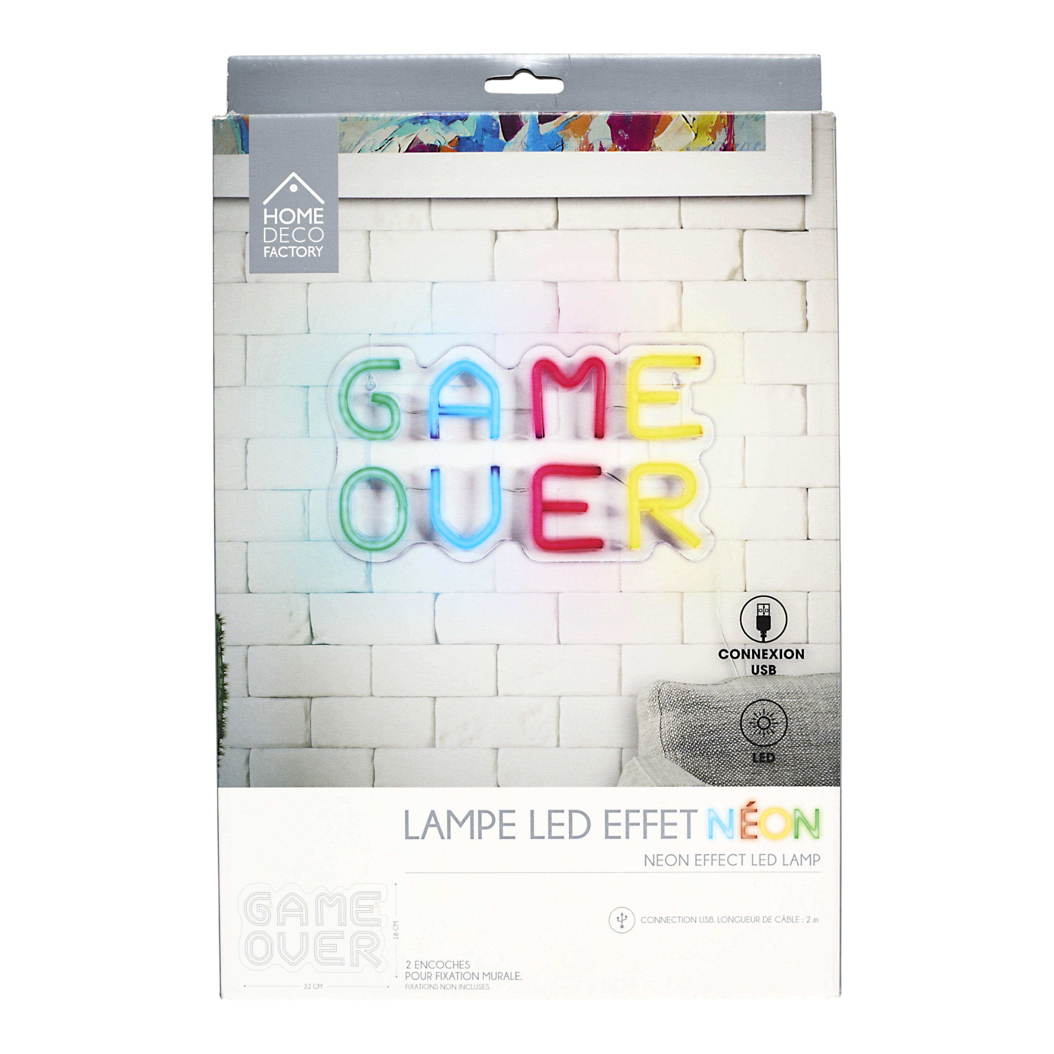 LAMPE LED EFFET NEON GAME OVER USB