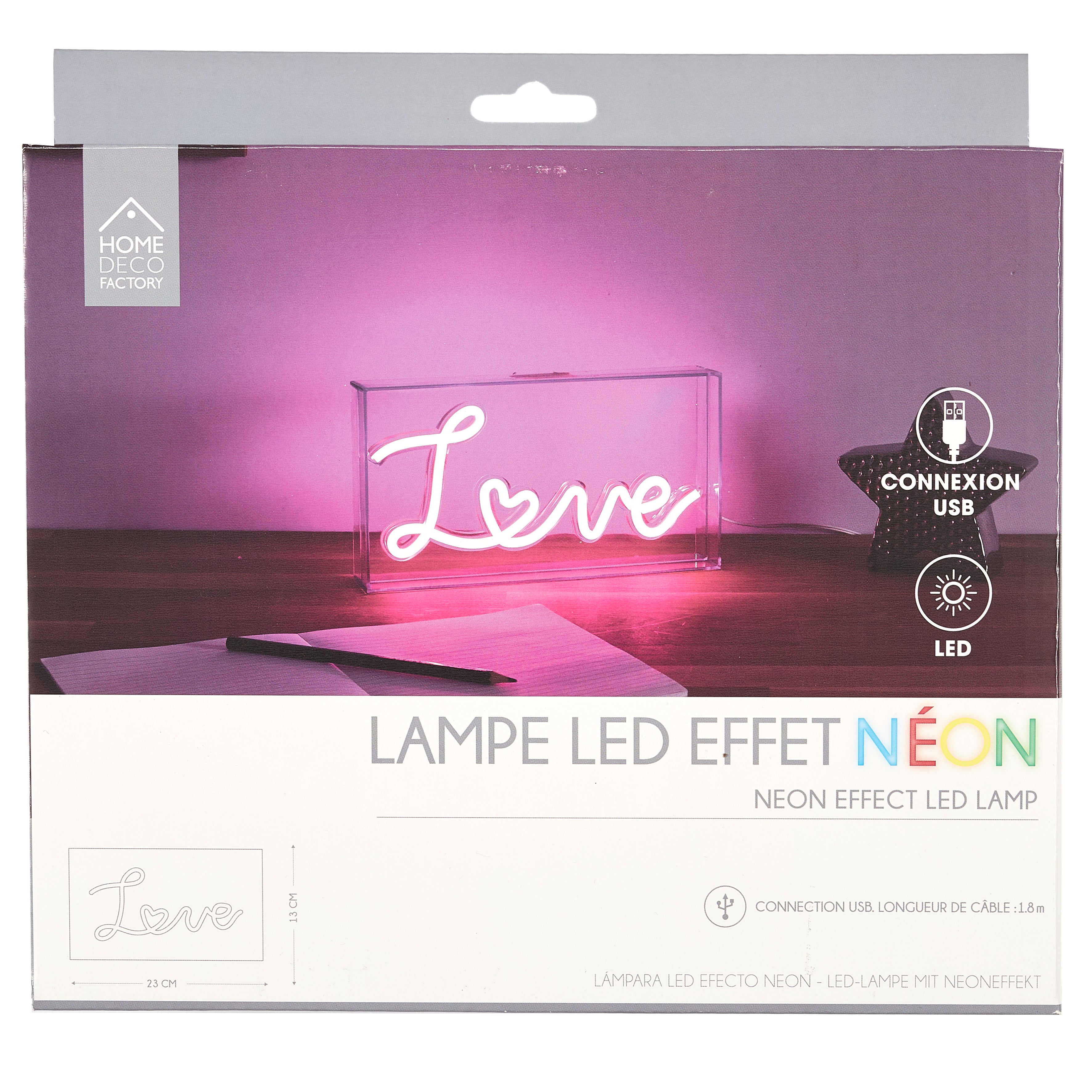 LAMPE ACRYLIQUE LED EFFET NEON LOVE