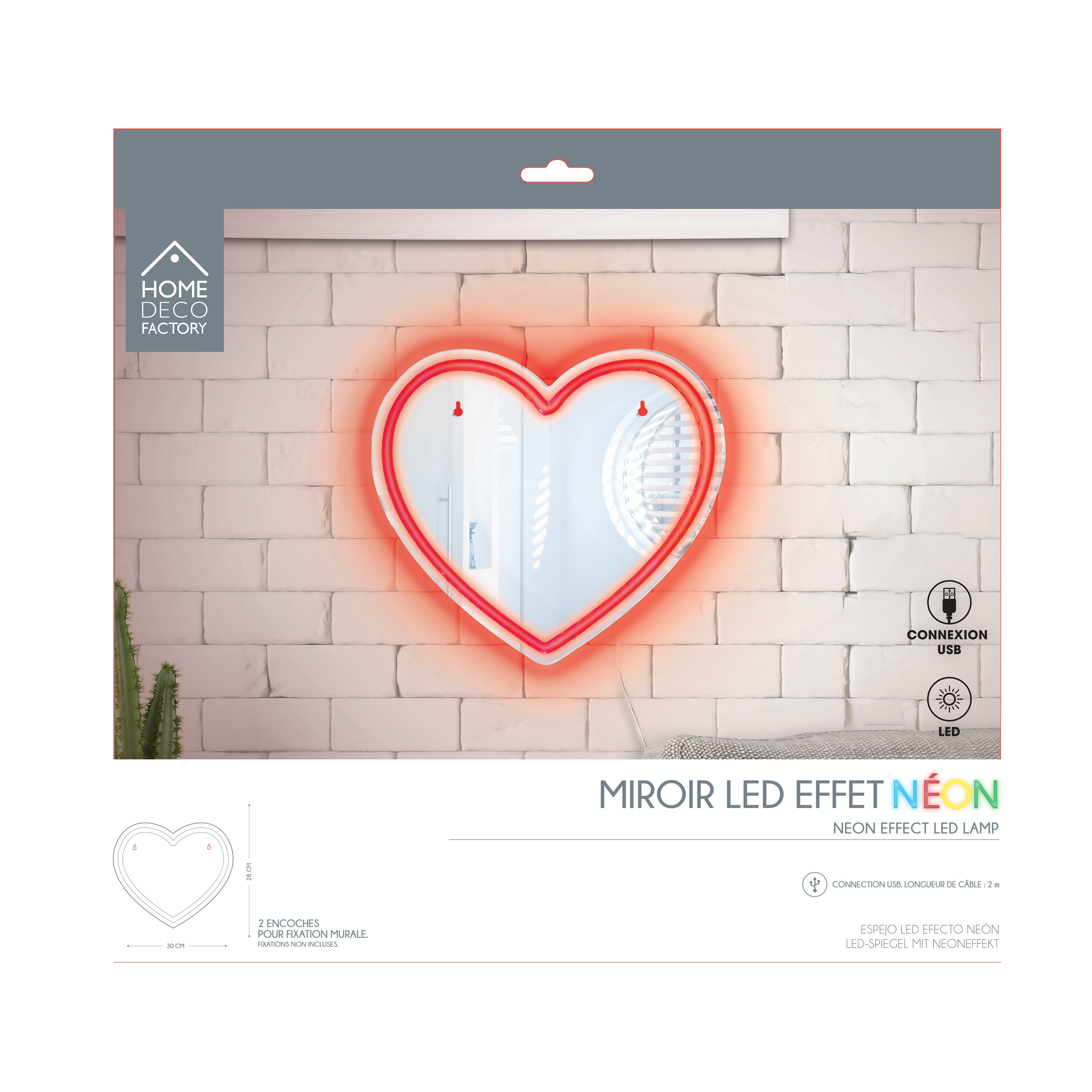 MIROIR LED EFFET NEON COEUR