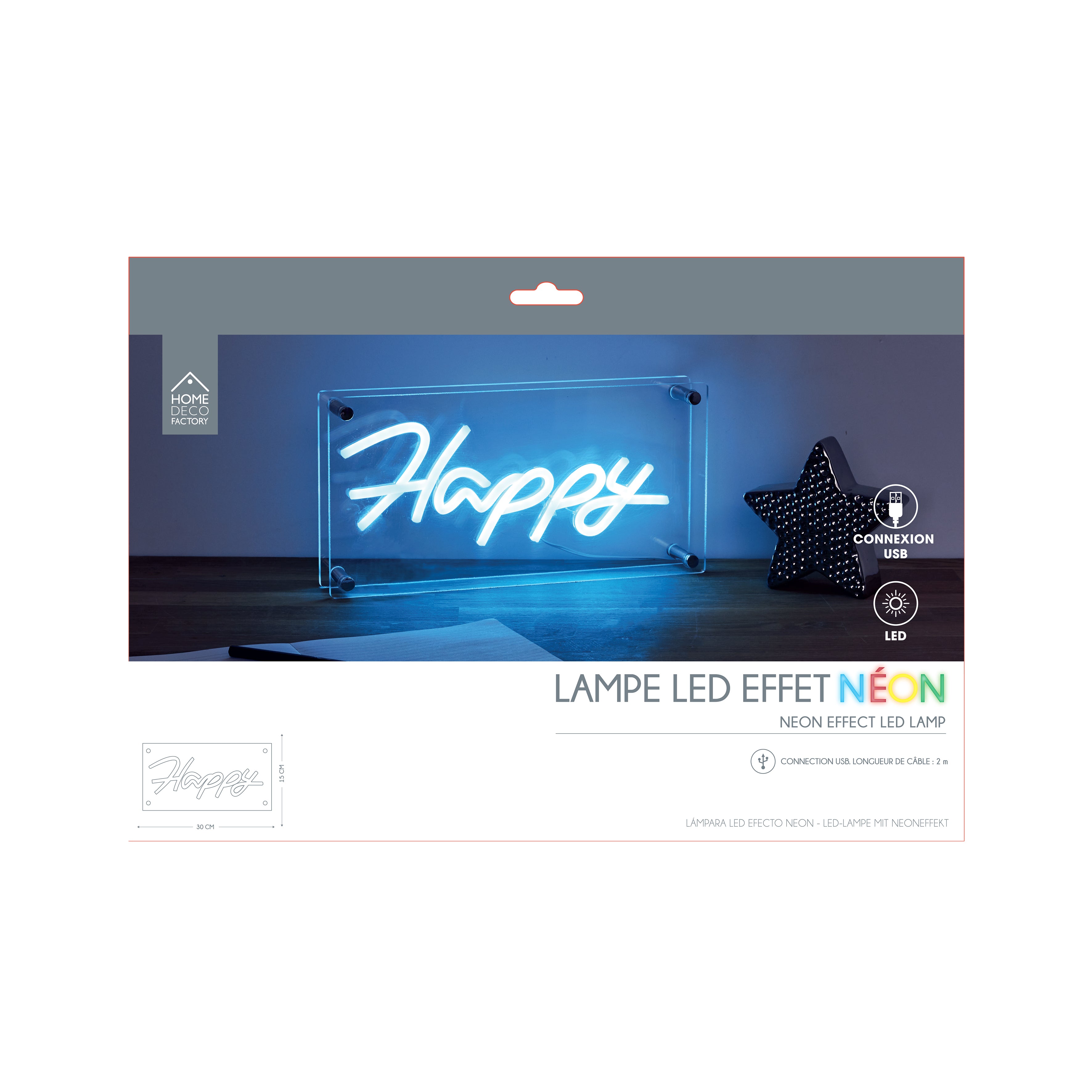 LAMPE ACRYLIQUE EFFET NEON HAPPY