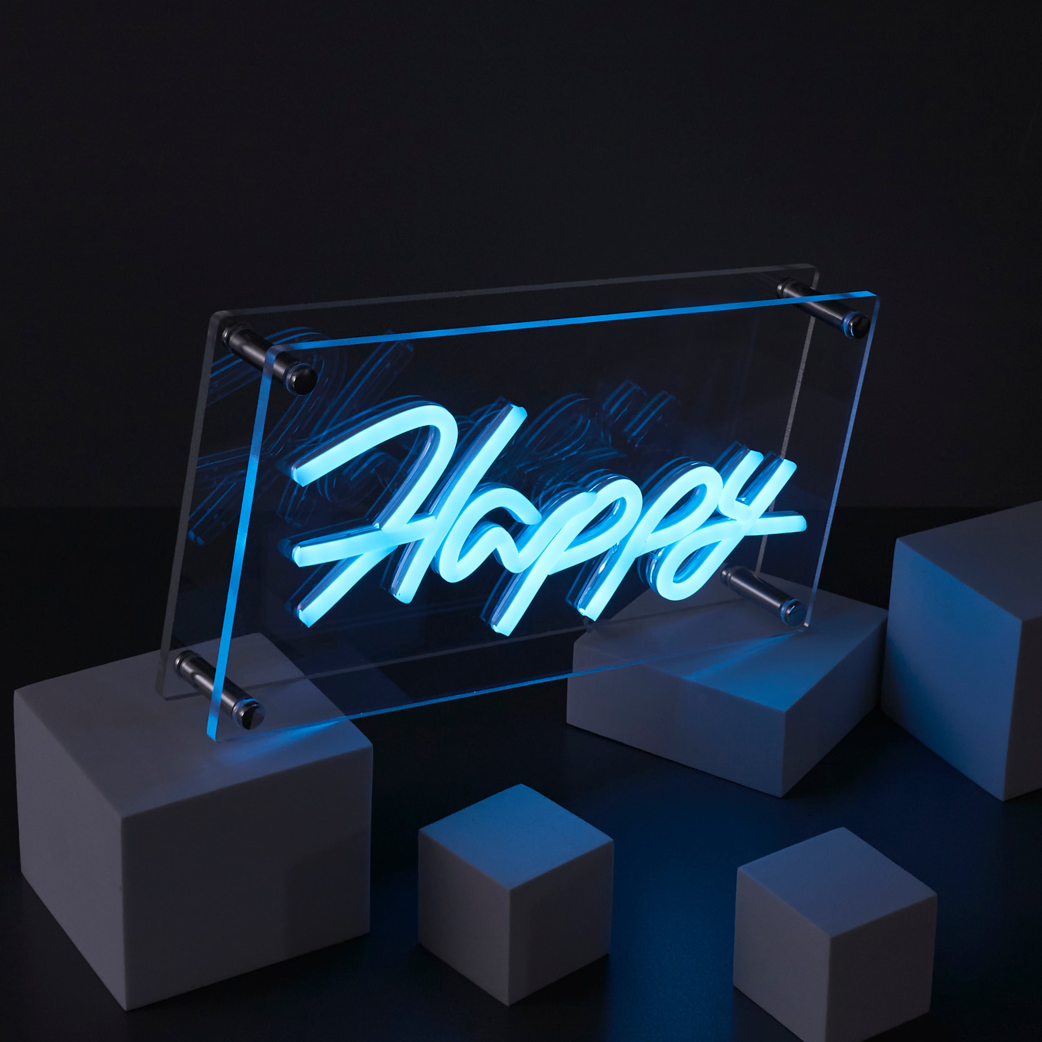 LAMPE ACRYLIQUE EFFET NEON HAPPY