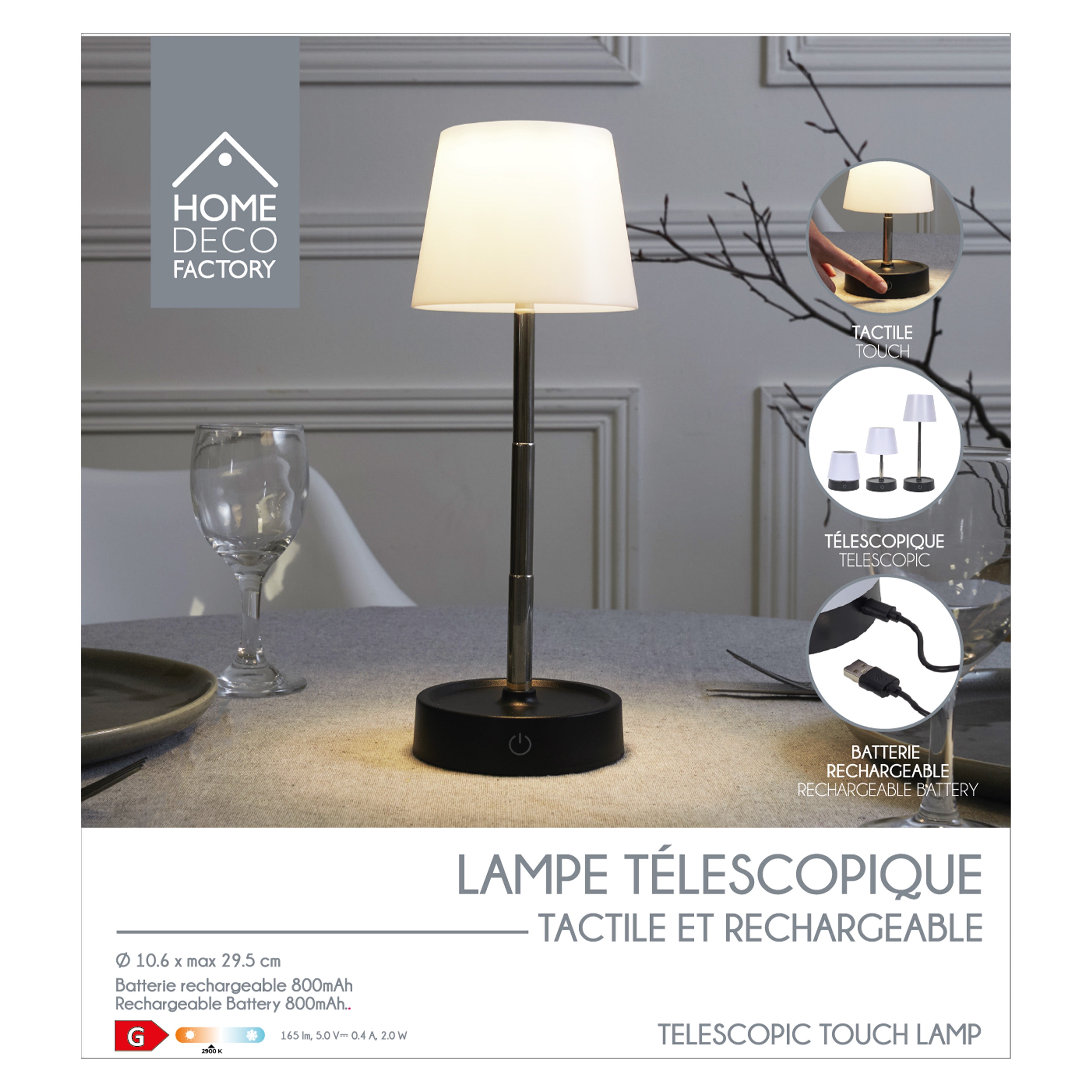 LAMPE TELESCOPIQUE TACTILE RECHARGEABLE USB
