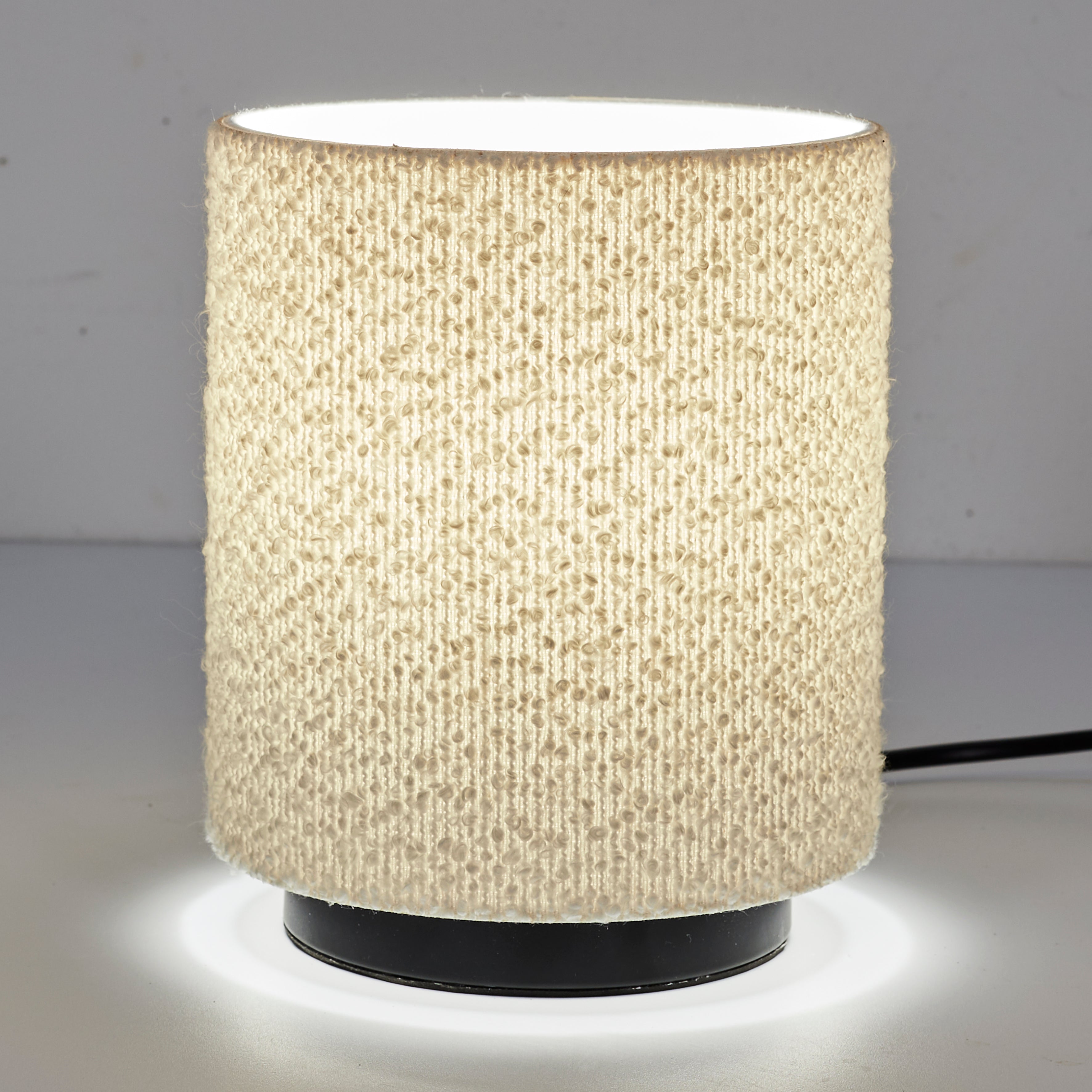 LAMPE DE TABLE ABAT JOUR BOUCLETTE BLANC