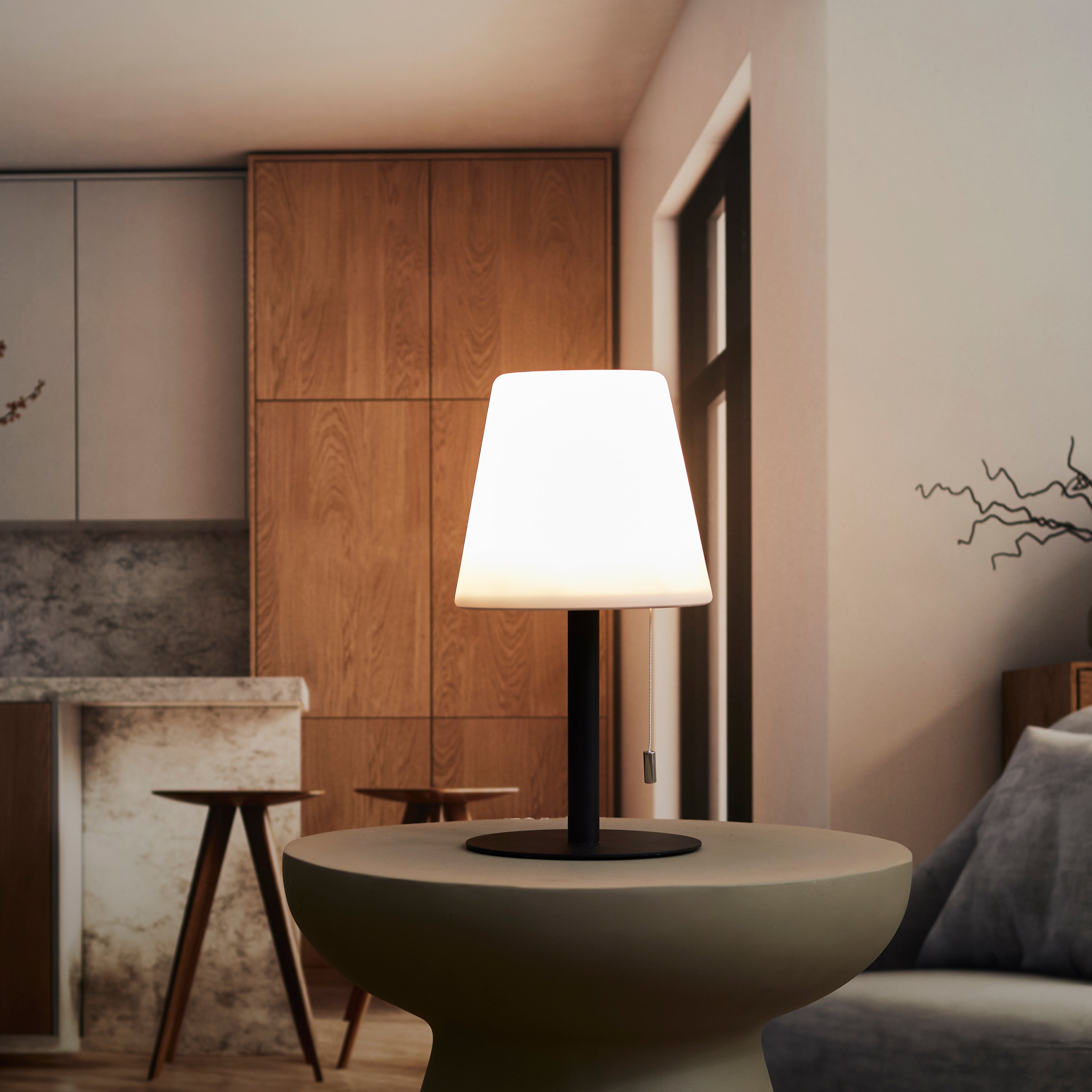 LAMPE DE TABLE RECHARGEABLE IP44 GRIS H30CM