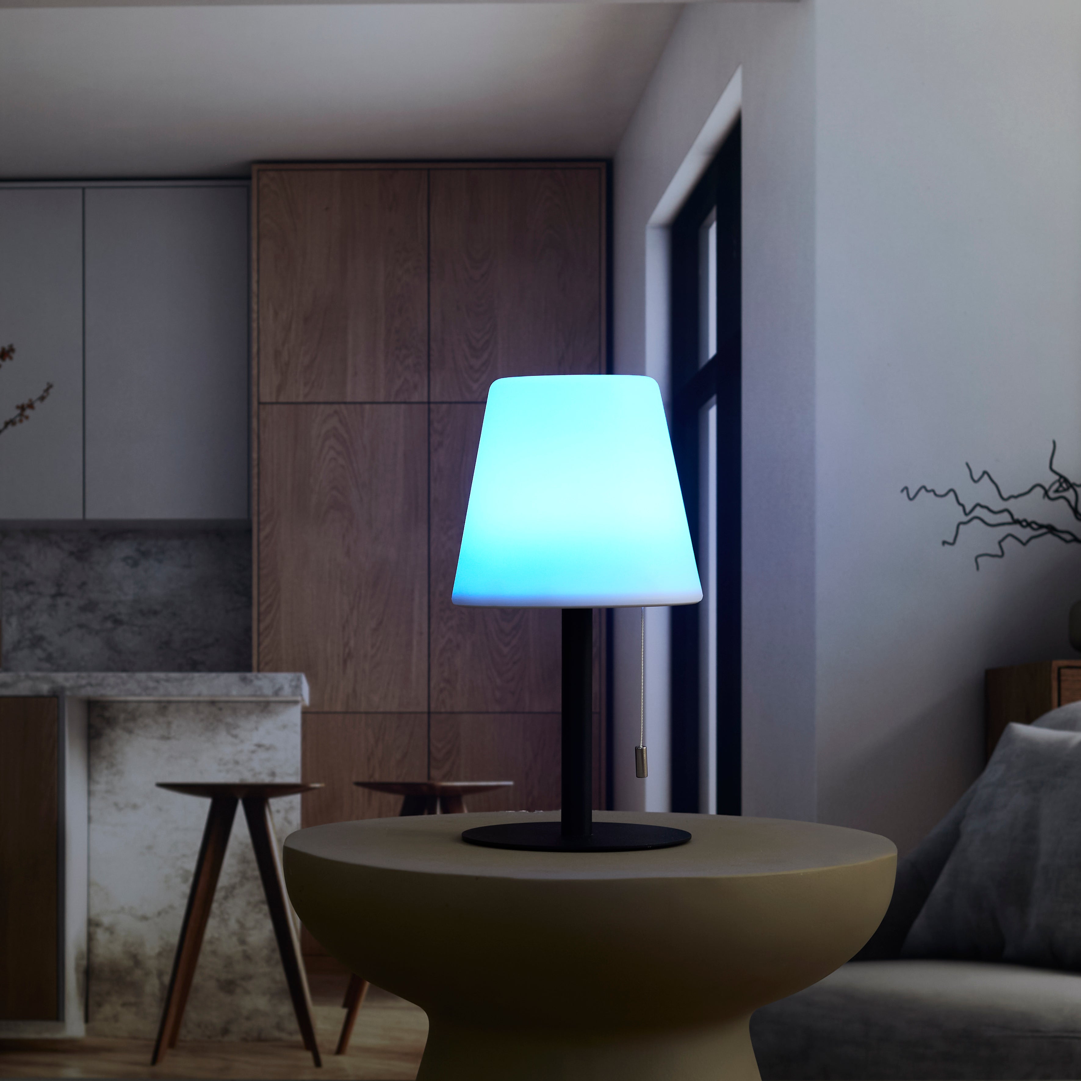 LAMPE DE TABLE RECHARGEABLE IP44 GRIS H30CM
