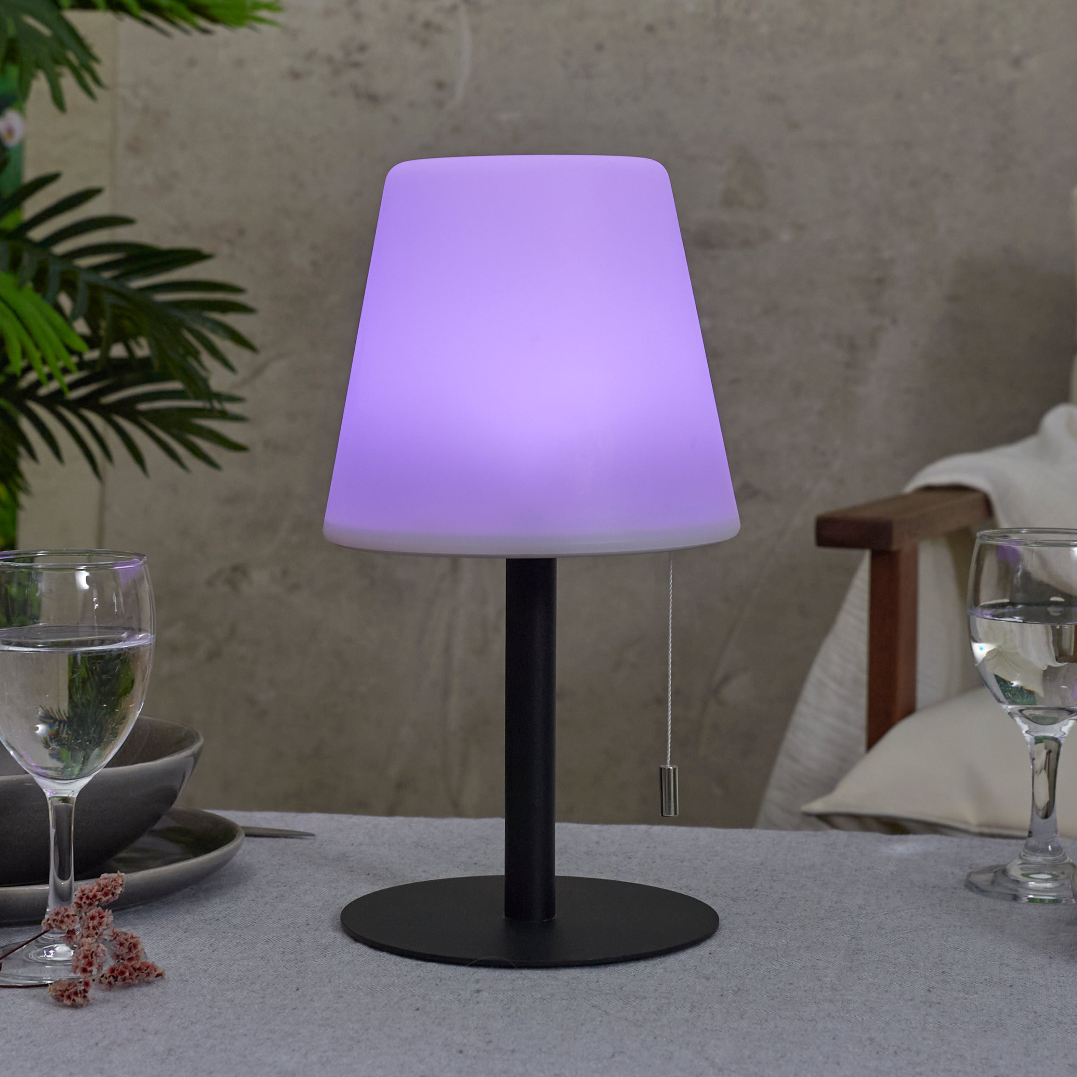 LAMPE DE TABLE RECHARGEABLE IP44 GRIS H30CM