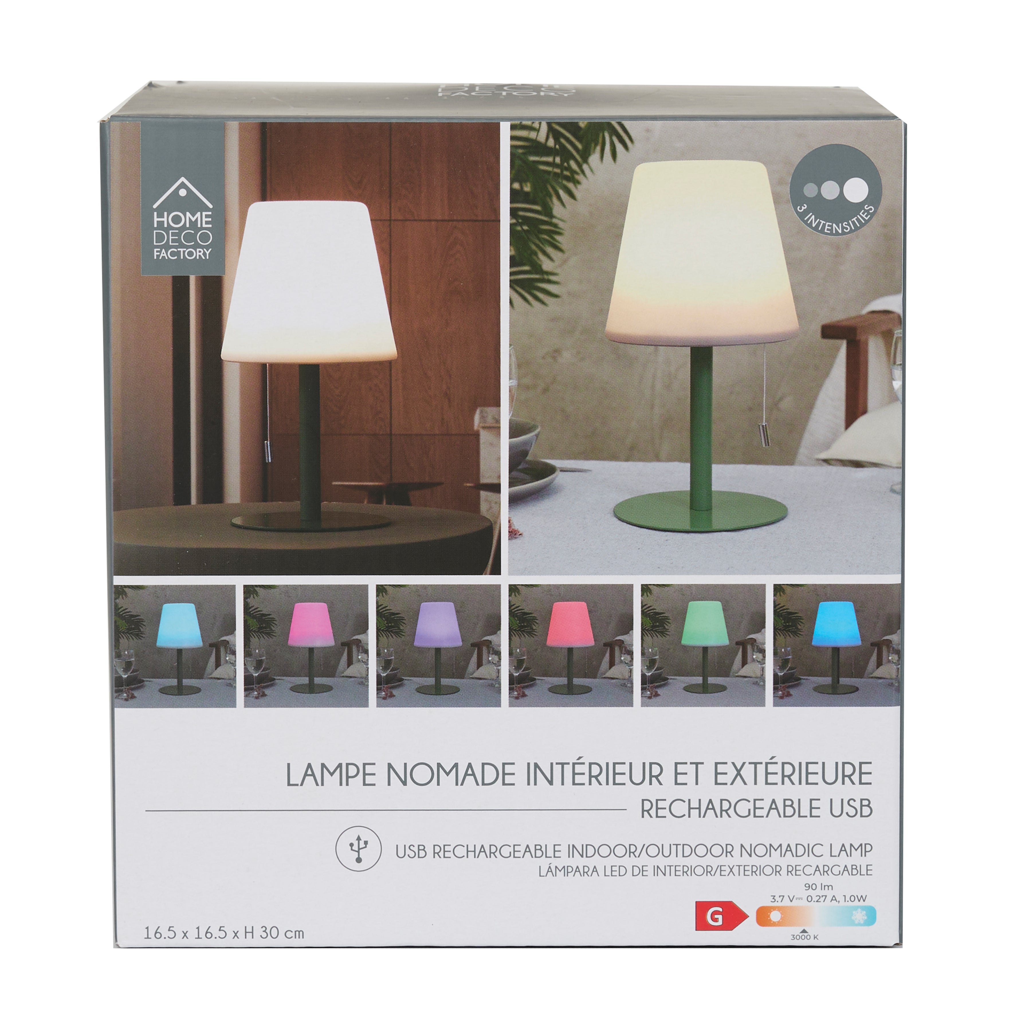 LAMPE DE TABLE RECHARGEABLE USB IP44 VERT H30CM