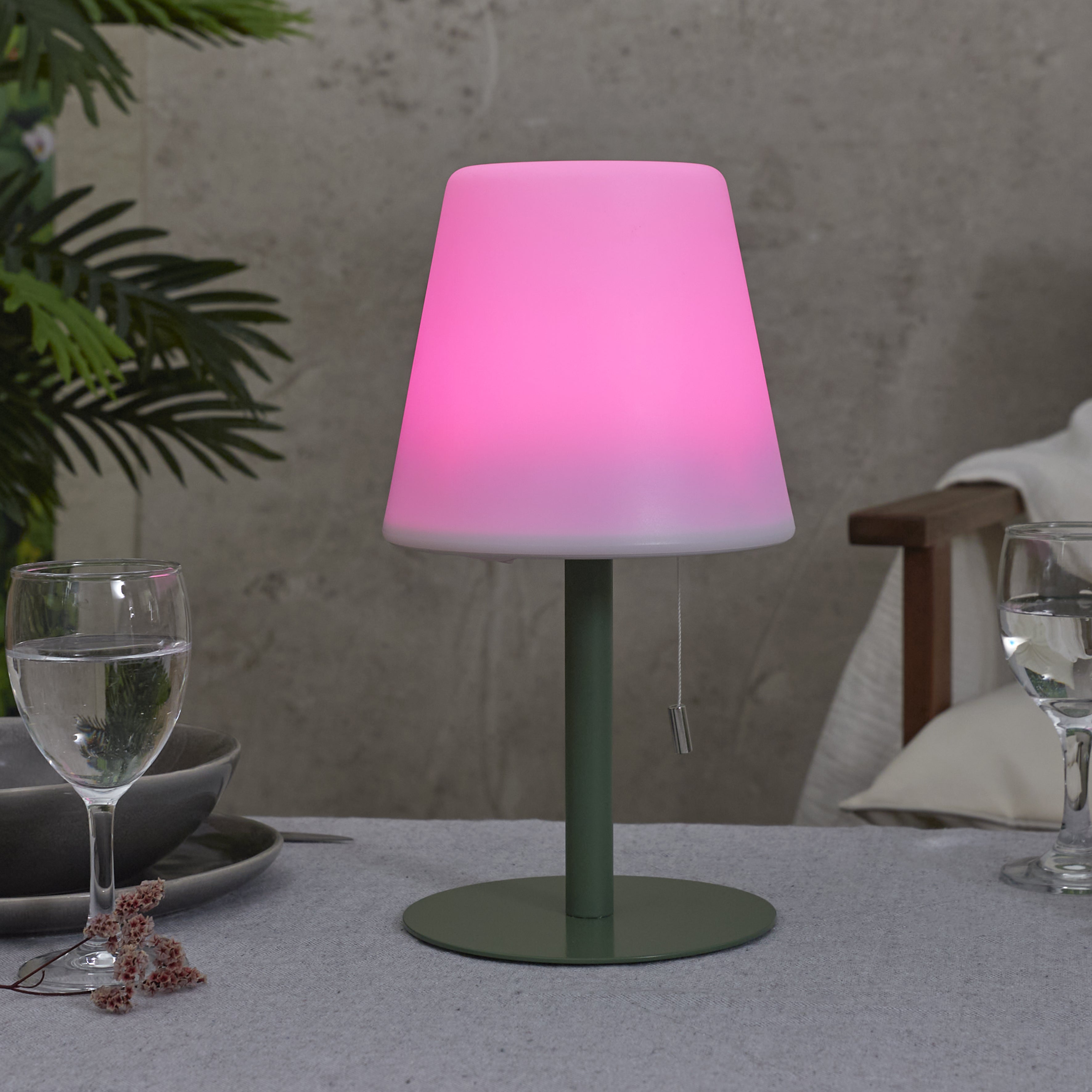 LAMPE DE TABLE RECHARGEABLE USB IP44 VERT H30CM