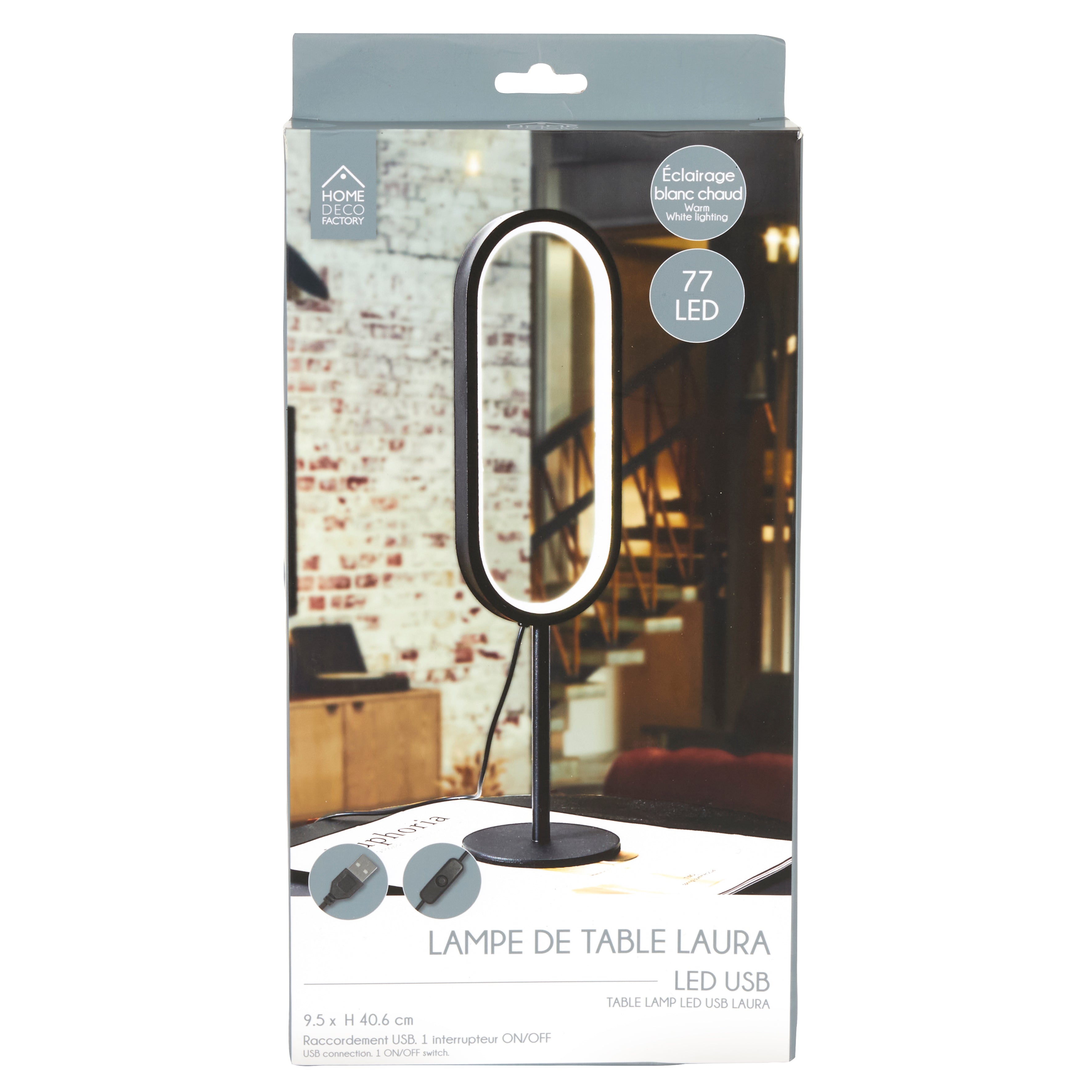 LAMPE DE TABLE LED USB ICONIC NOIR