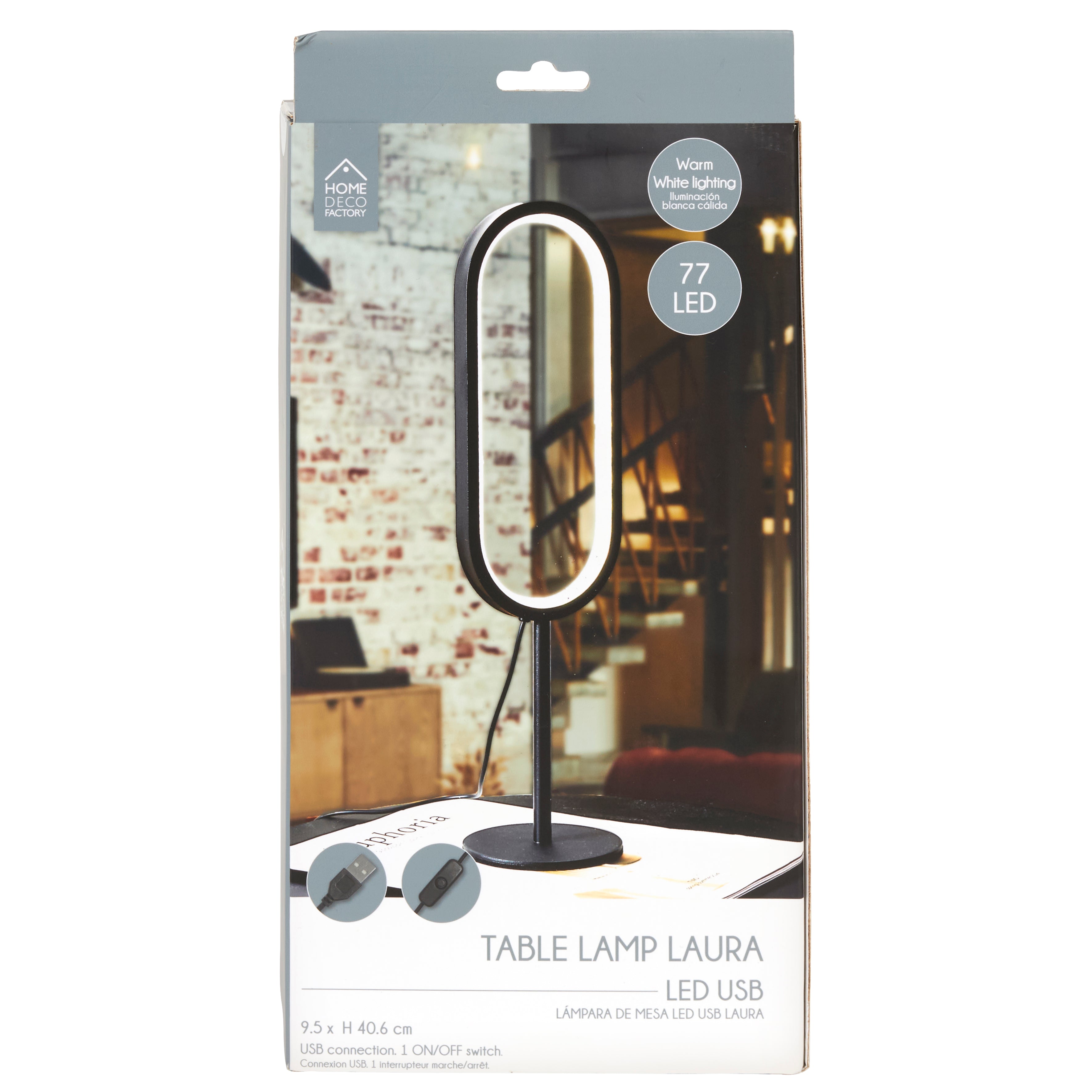 LAMPE DE TABLE LED USB ICONIC NOIR