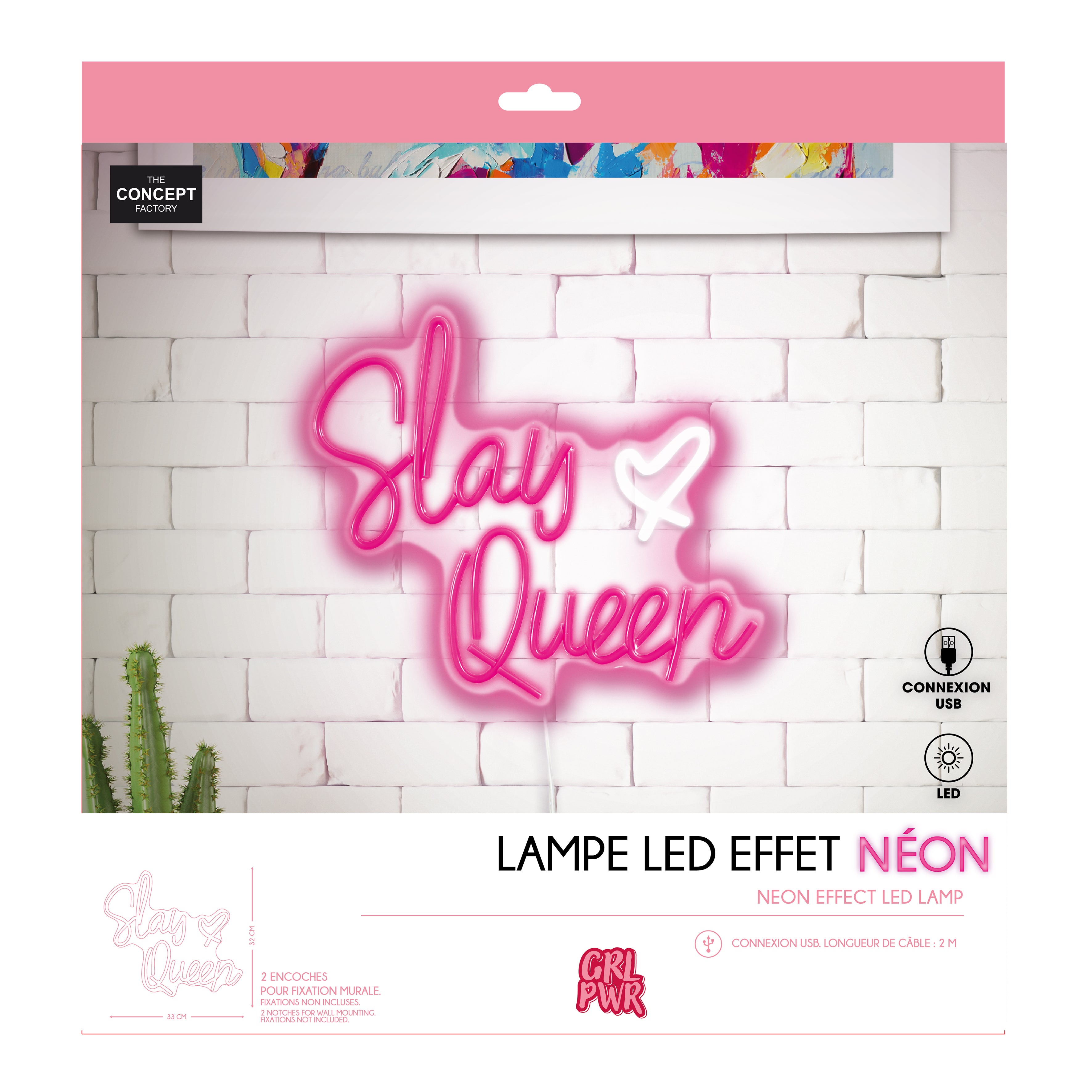 LAMPE LED EFFET NEON SLAY QUEEN USB CO GRL PWR