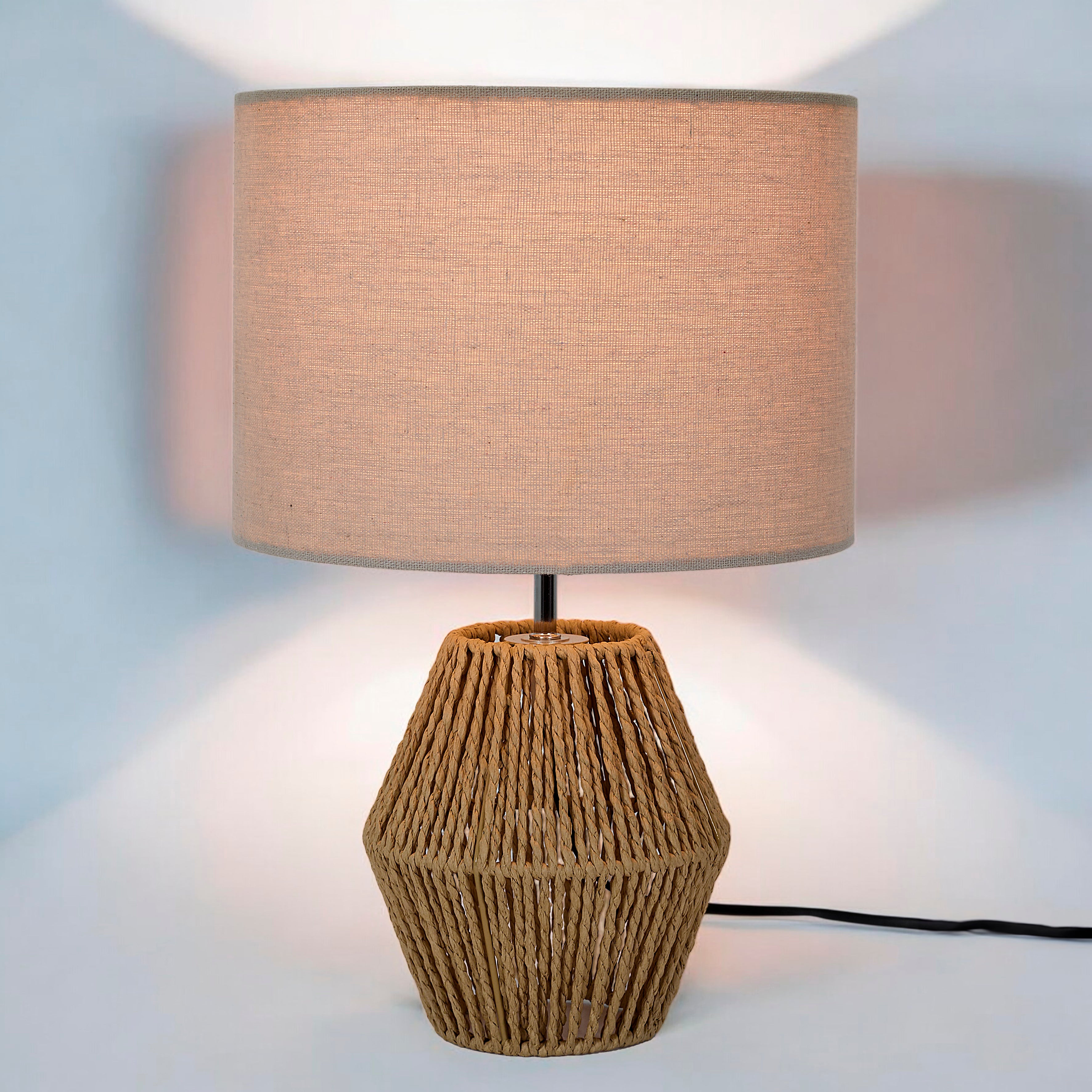 LAMPE LINA CORDE TRESSEE ABATJOUR LIN H40CM