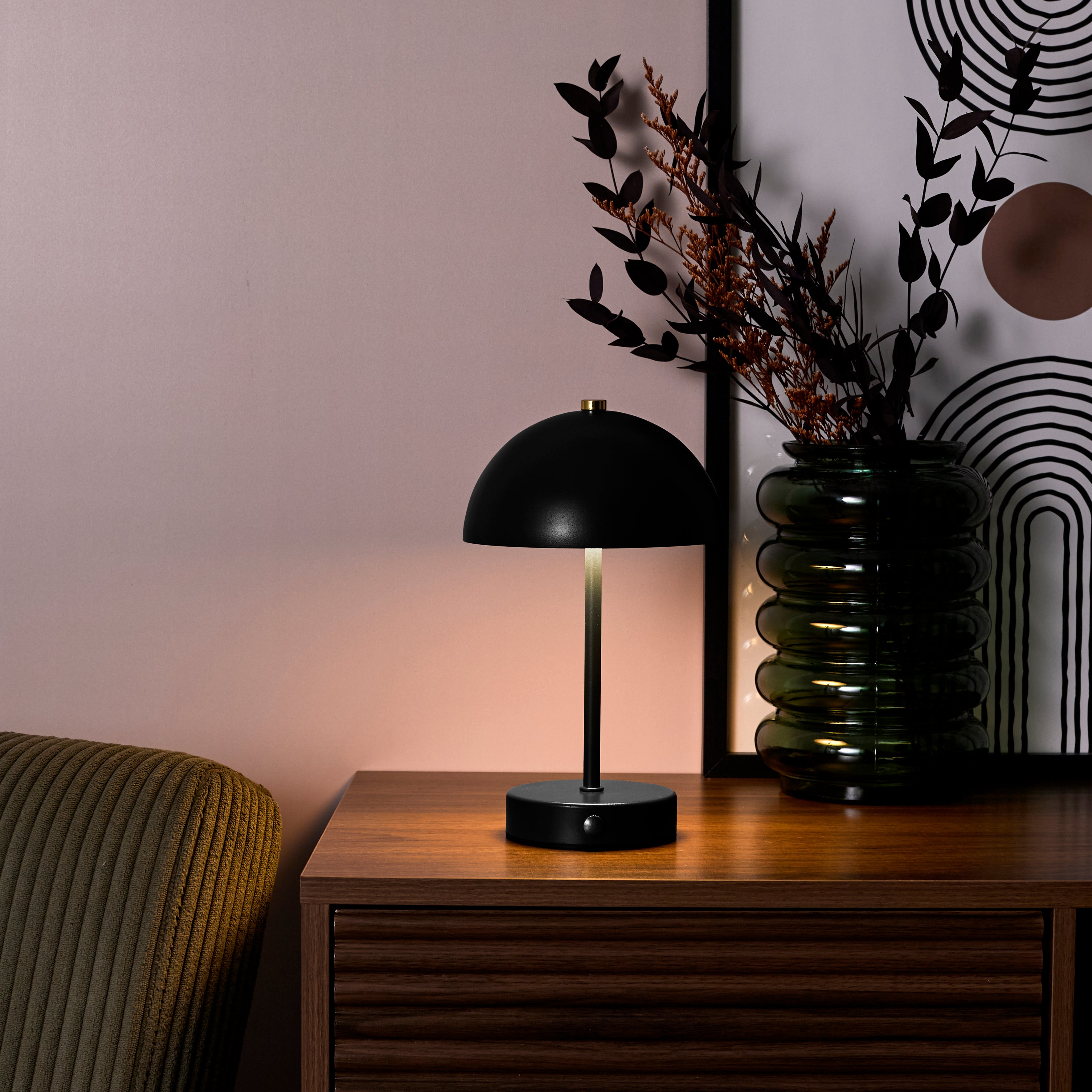 LAMPE DE TABLE LUCIA RECHARGEABLE NOIRE H26CM