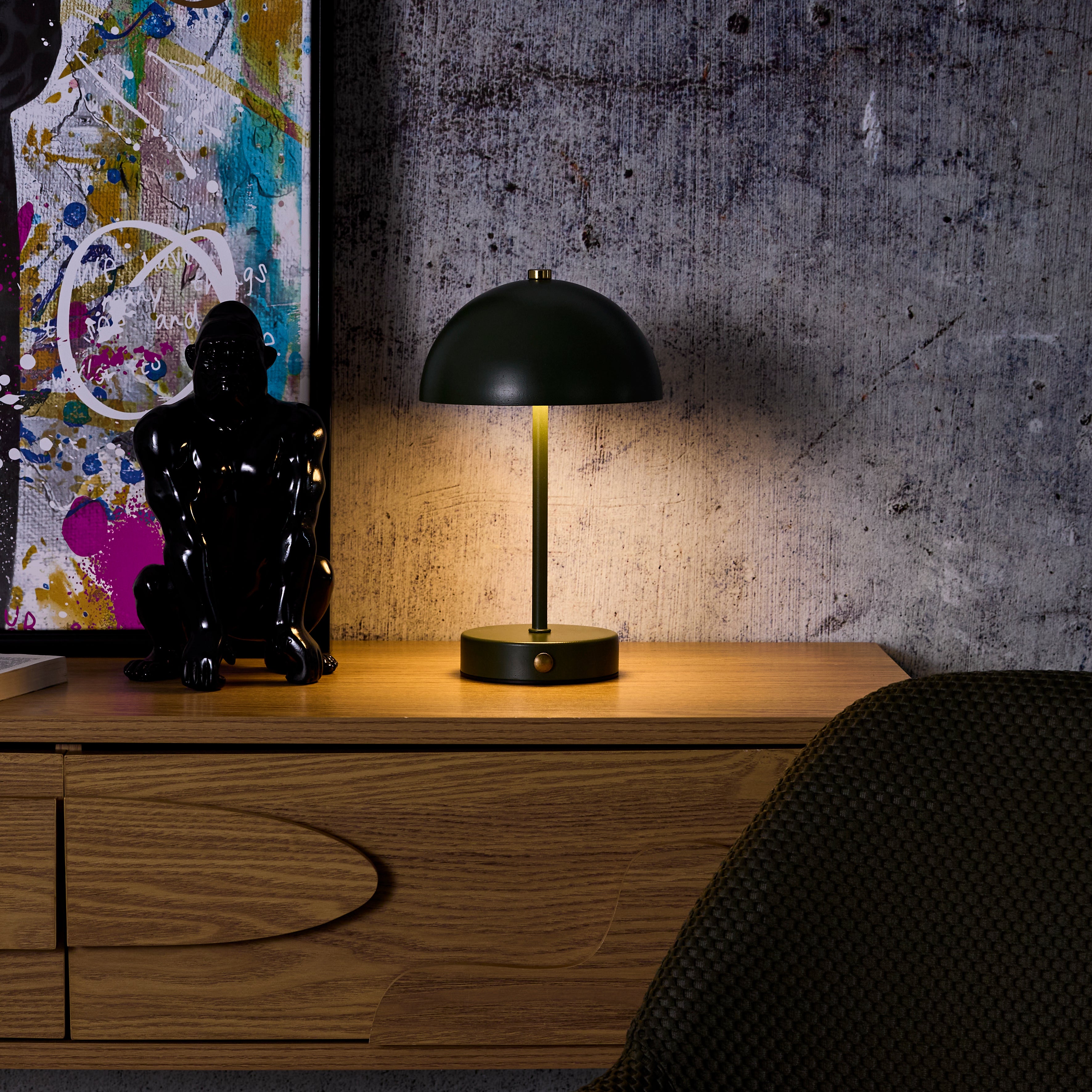 LAMPE DE TABLE LUCIA RECHARGEABLE VERT H26CM