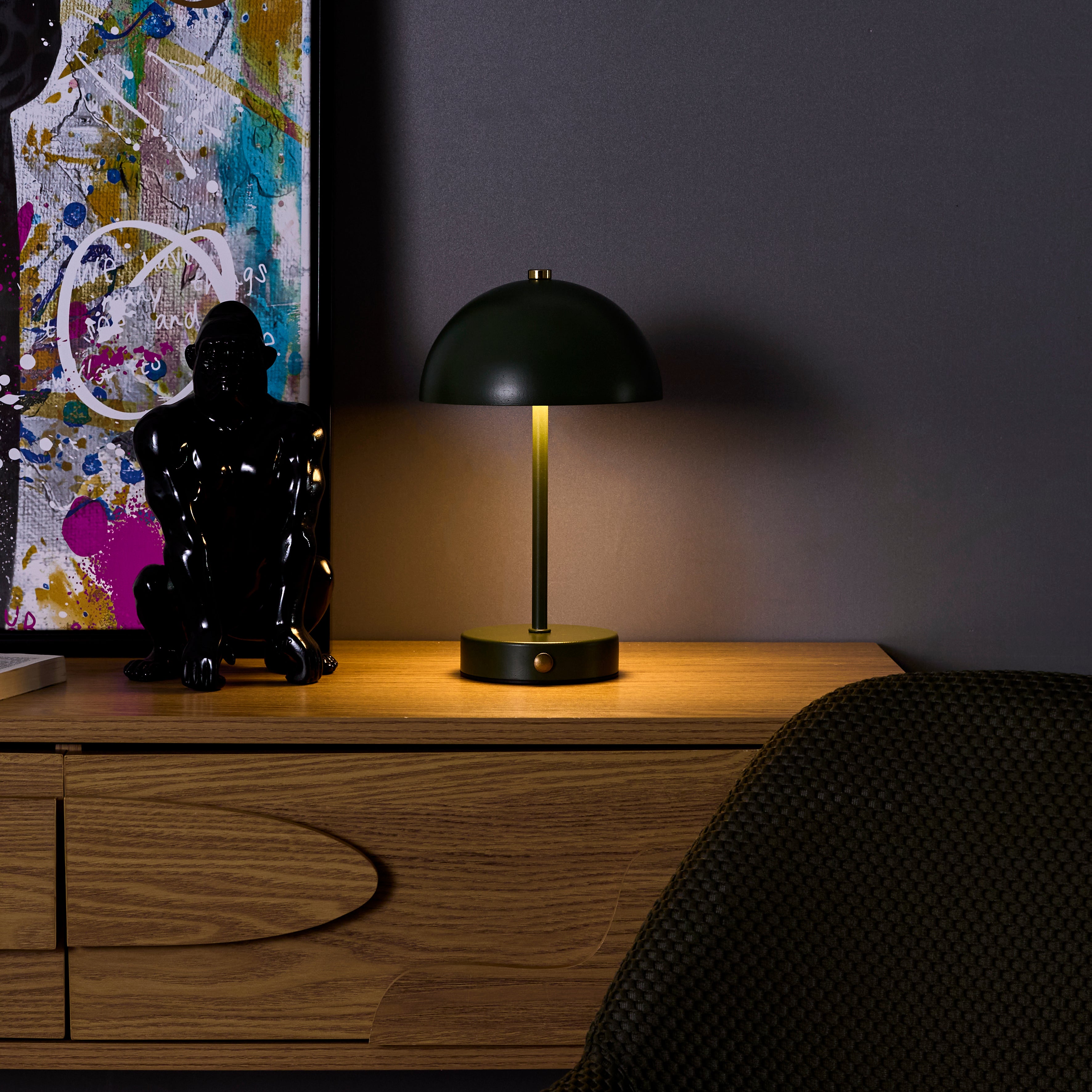 LAMPE DE TABLE LUCIA RECHARGEABLE VERT H26CM