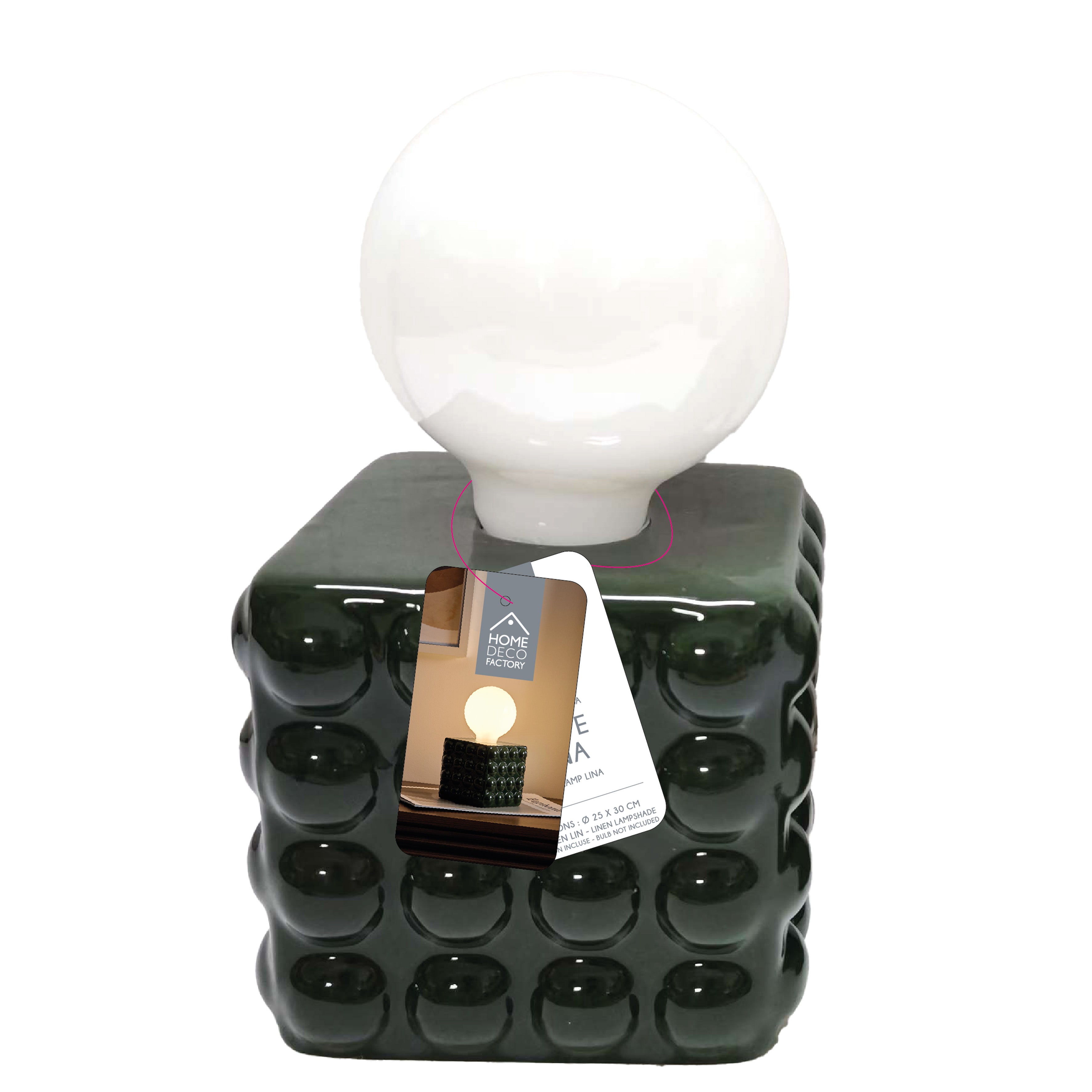 LAMPE CERAMIQUE VERT FORET A PILES