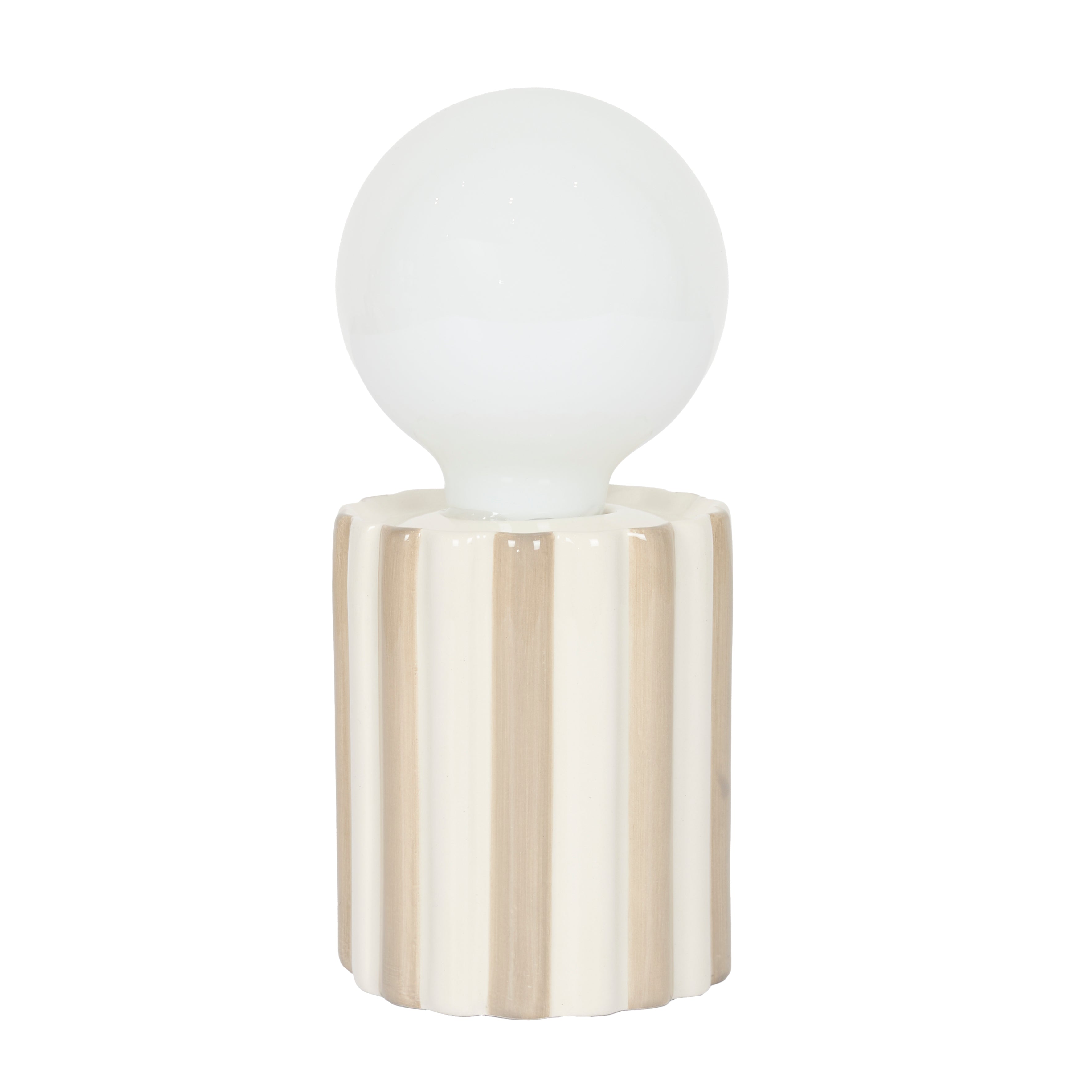 LAMPE CERAMIQUE TAUPE A PILES