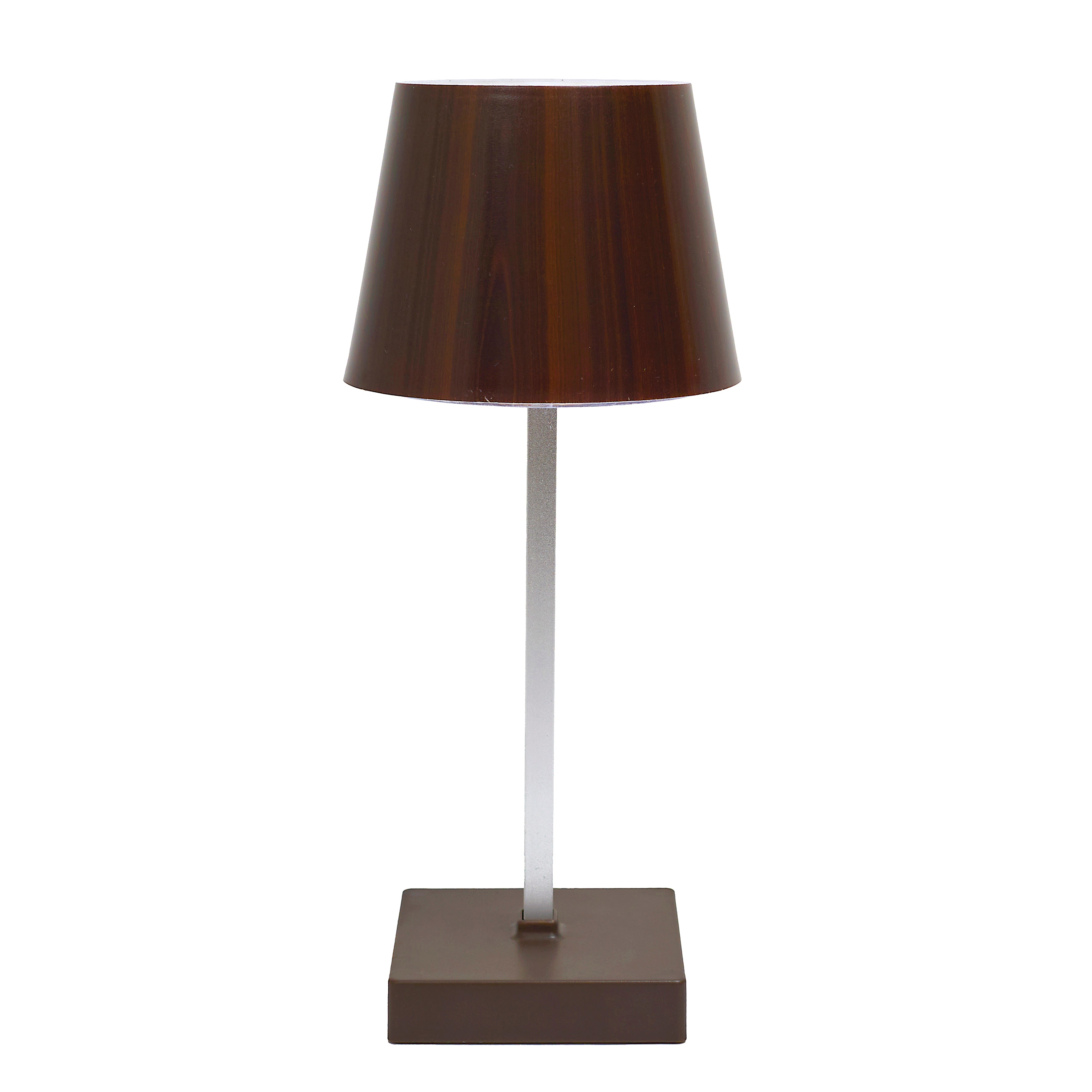 LAMPE DE TABLE A PILES EFFET BOIS H26CM