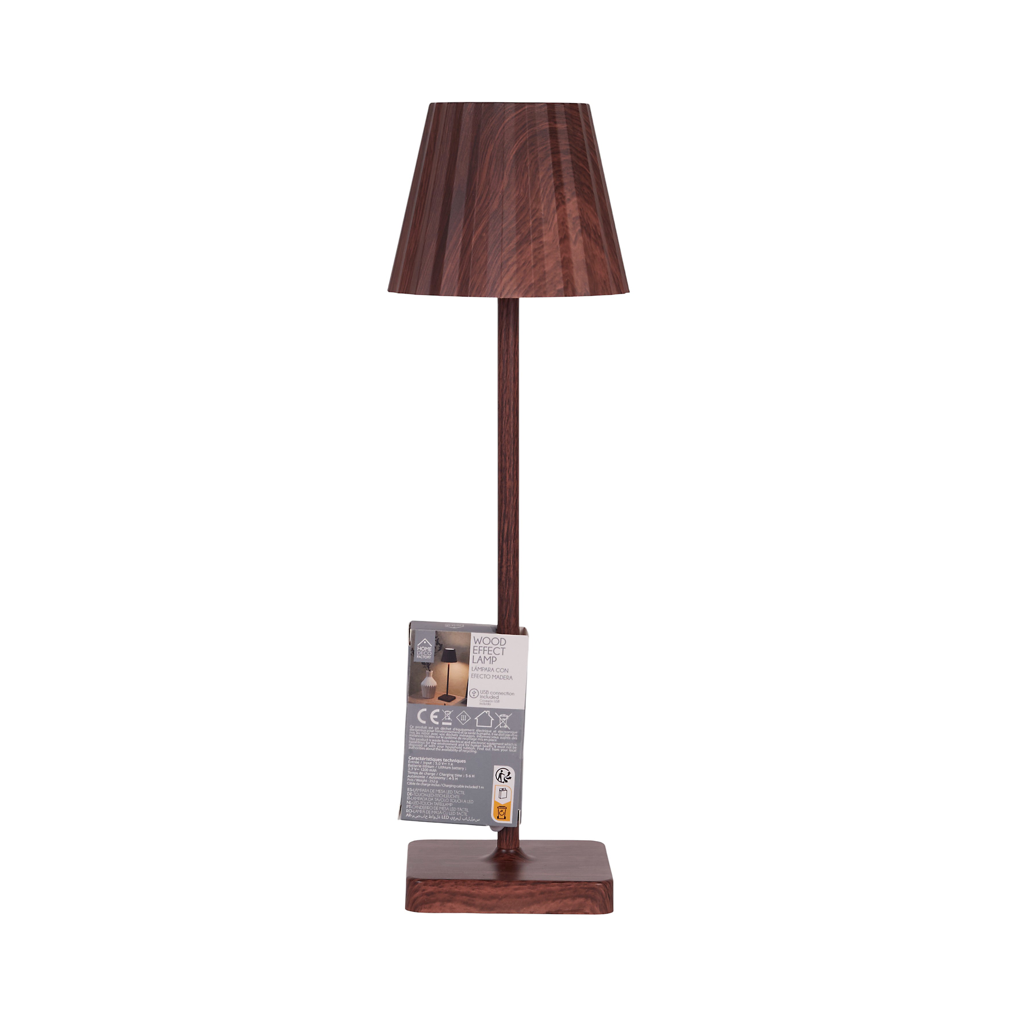 LAMPE DE TABLE RECHARGEABLE USB BOIS FONCE