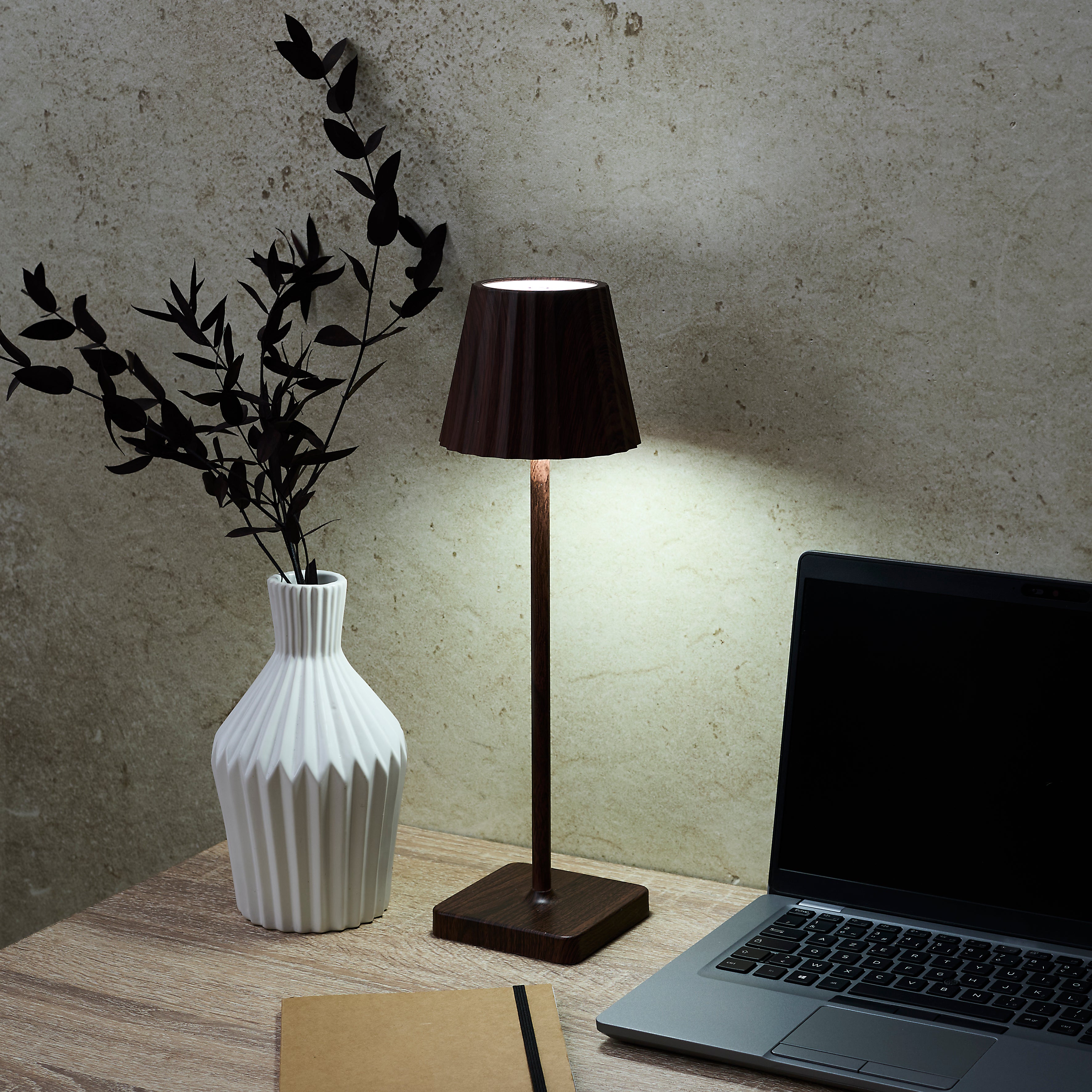 LAMPE DE TABLE RECHARGEABLE USB BOIS FONCE