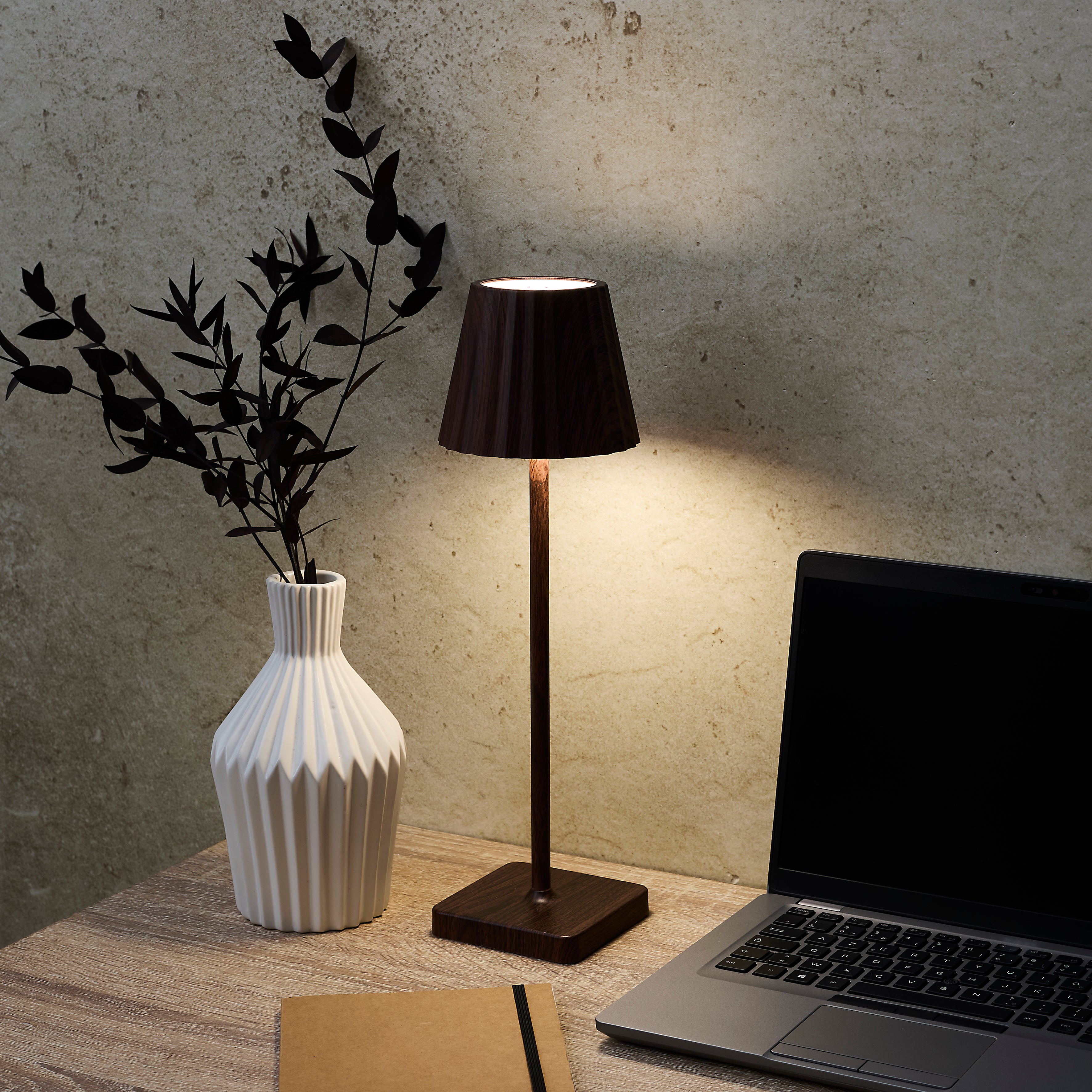 LAMPE DE TABLE RECHARGEABLE USB BOIS FONCE