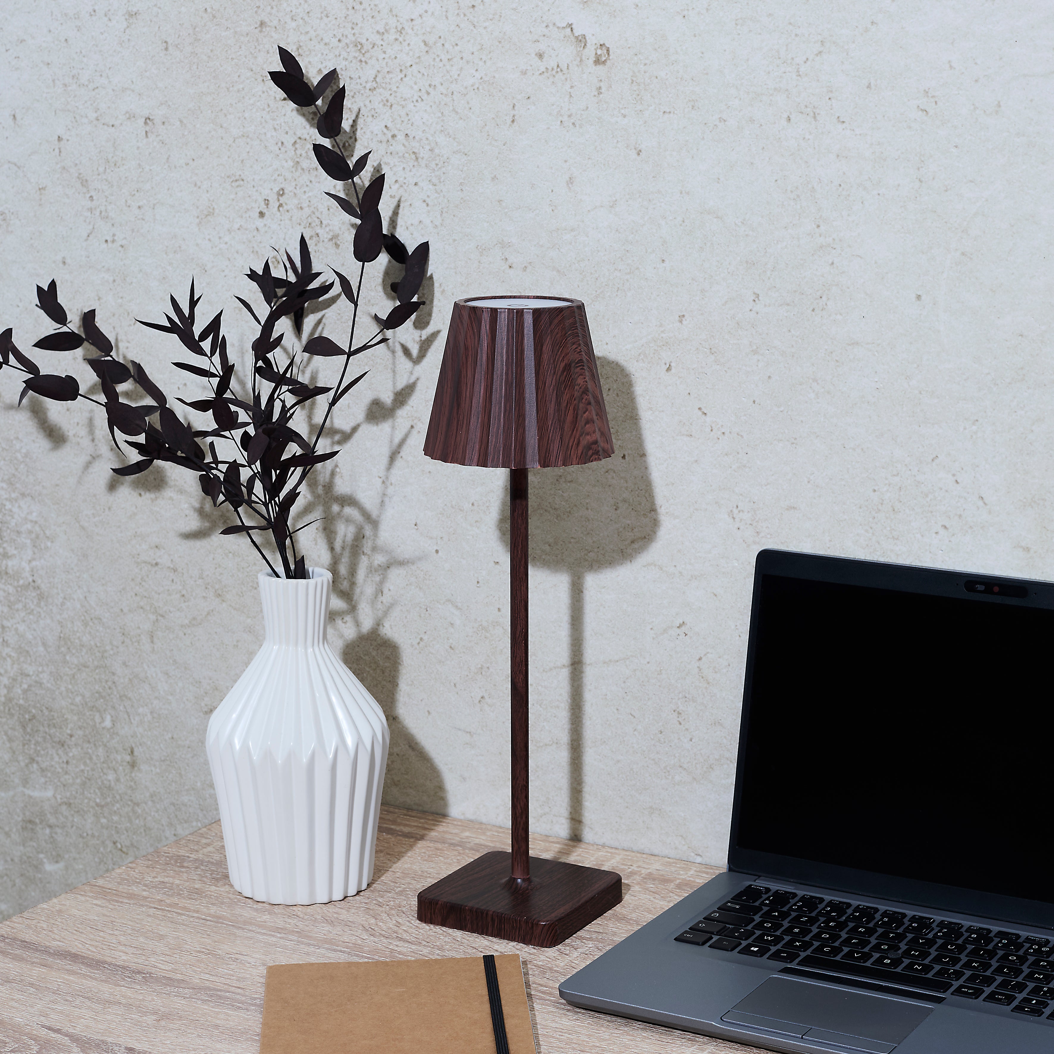 LAMPE DE TABLE RECHARGEABLE USB BOIS FONCE