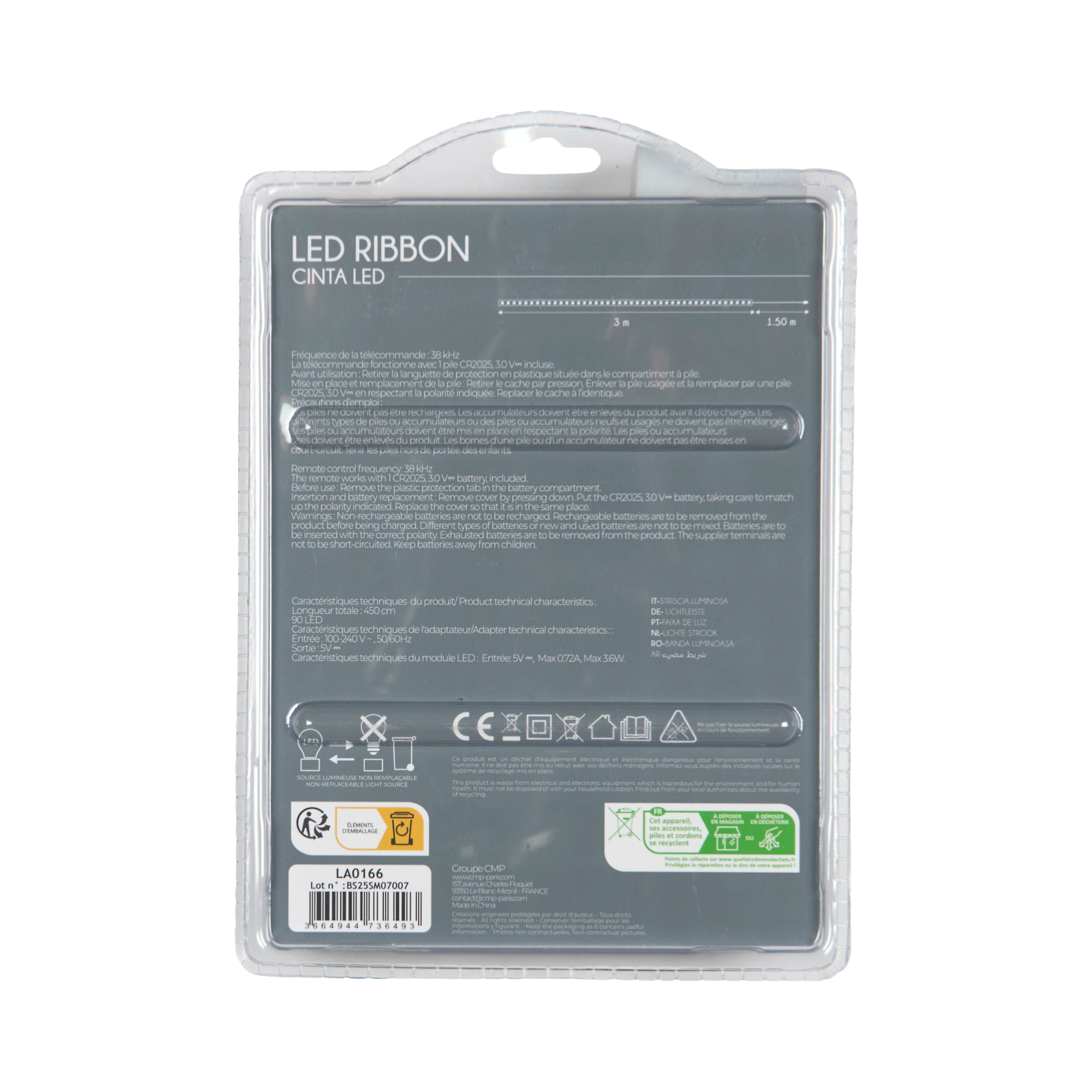 RUBAN LED SECTEUR RGB 3M BLANC ET MULTICOLORE