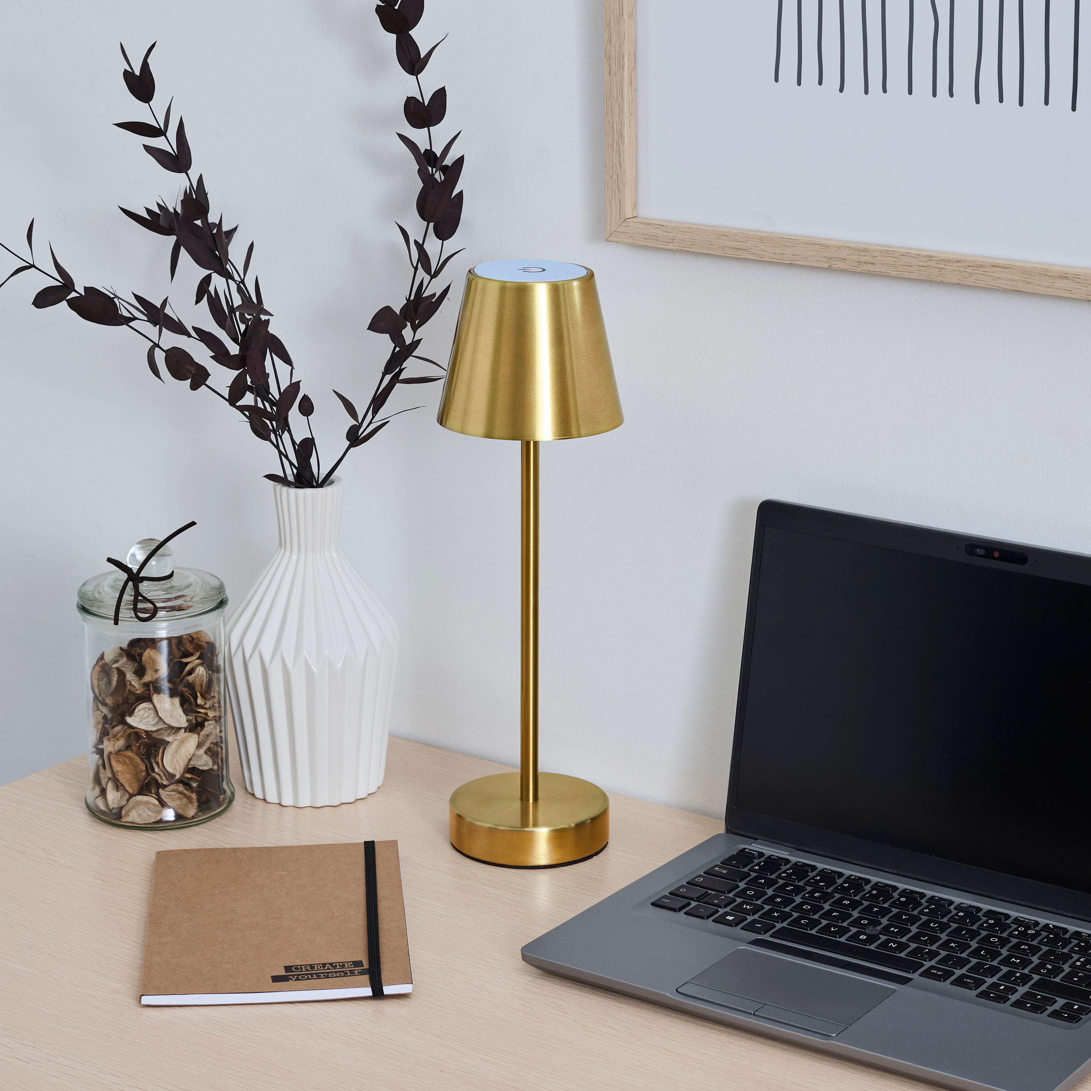 LAMPE DE TABLE RECHARGEABLE USB OR H36CM