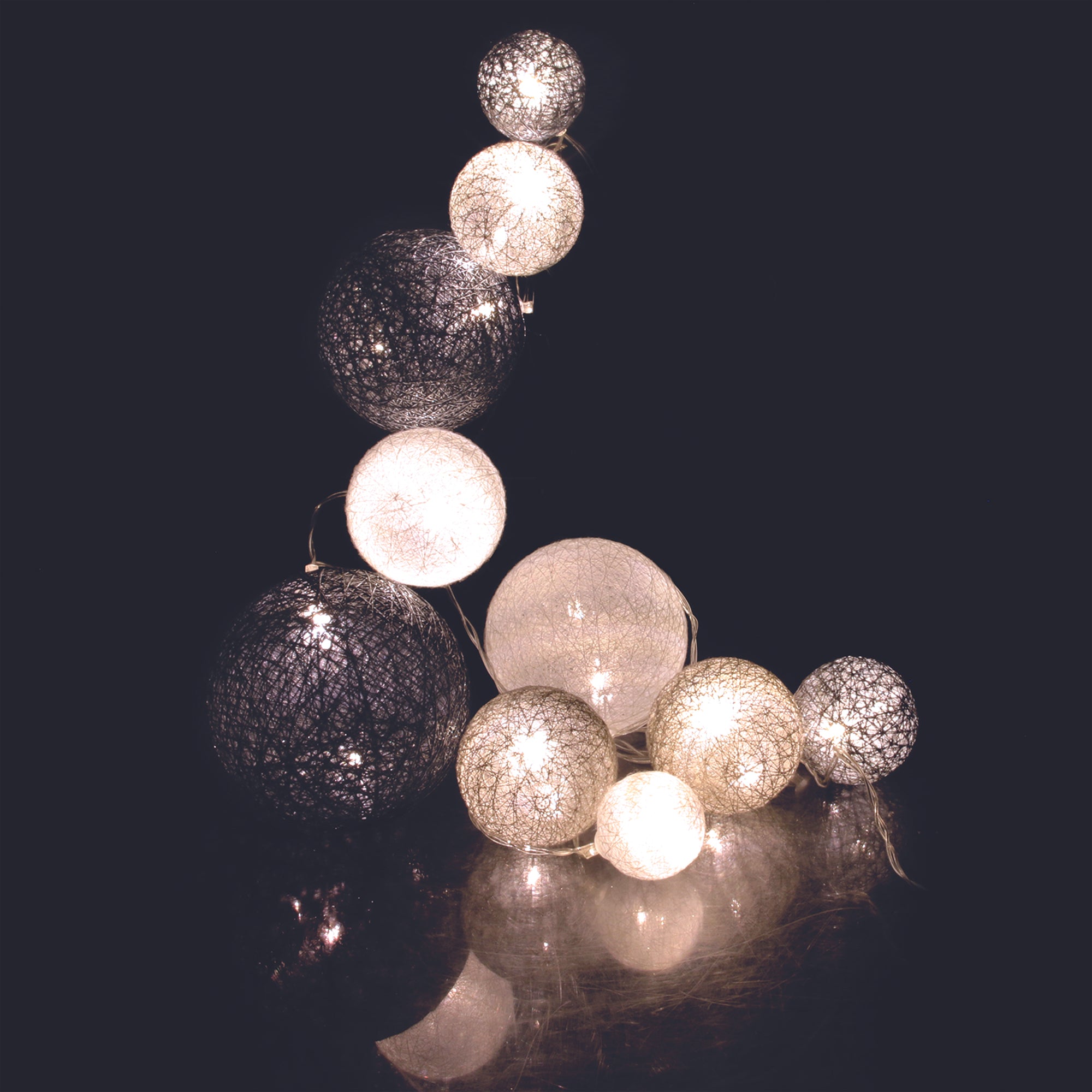 GUIRLANDE BOULE 10LED MULTI TAILLE GRIS 192CM