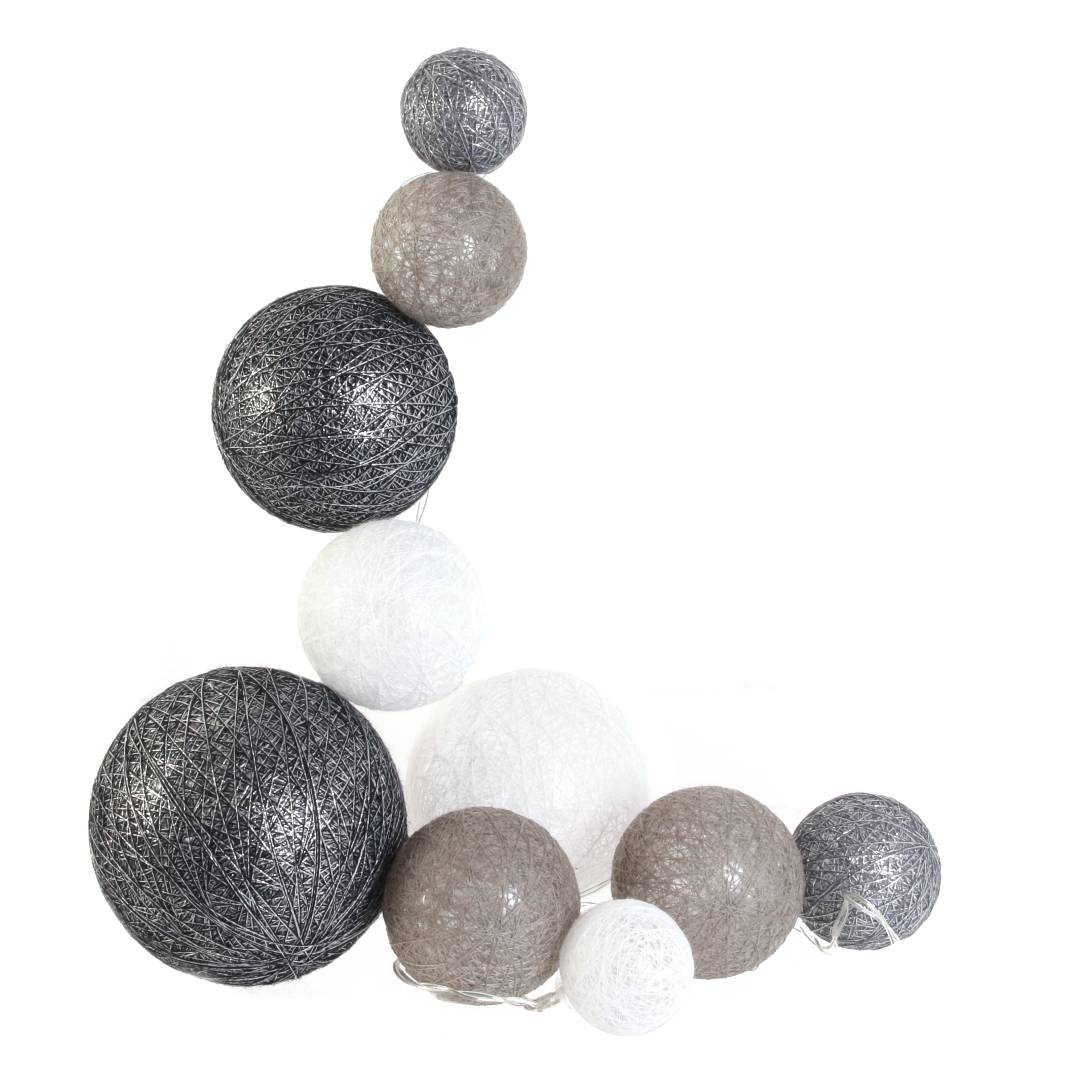 GUIRLANDE BOULE 10LED MULTI TAILLE GRIS 192CM