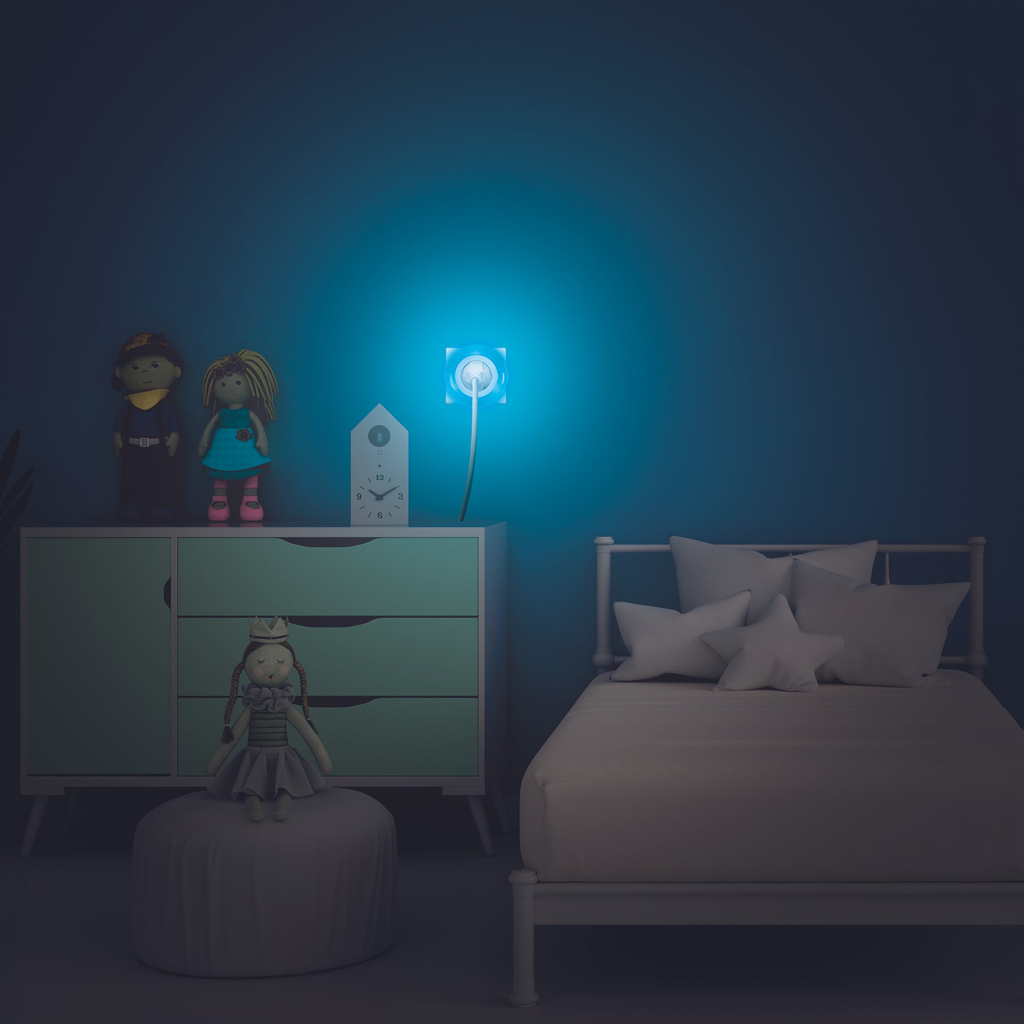 VEILLEUSE BLANC BLEU VERT DETECTEUR LUMIERE