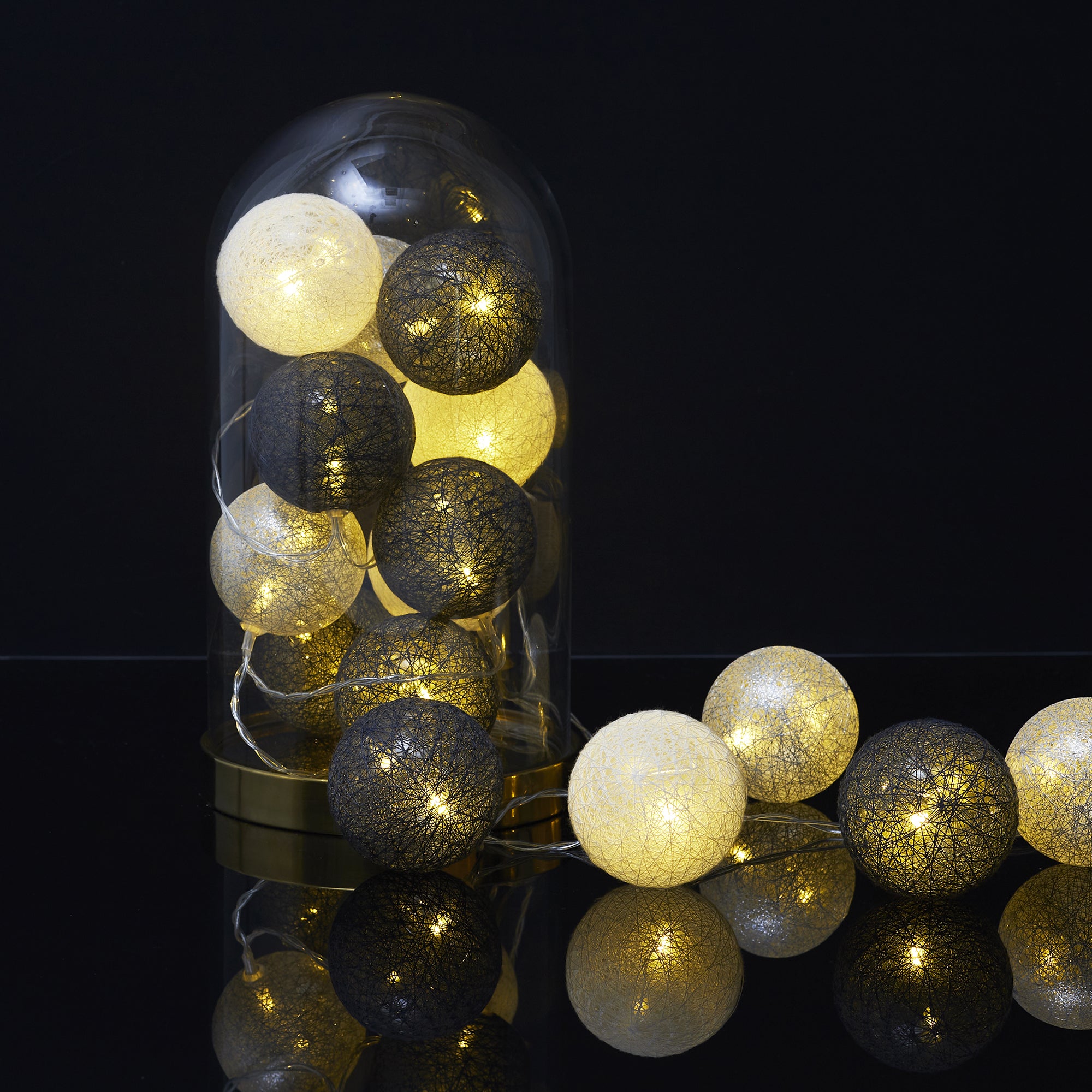 GUIRLANDE BOULE USB 15 LED GRIS BLANC BLEU