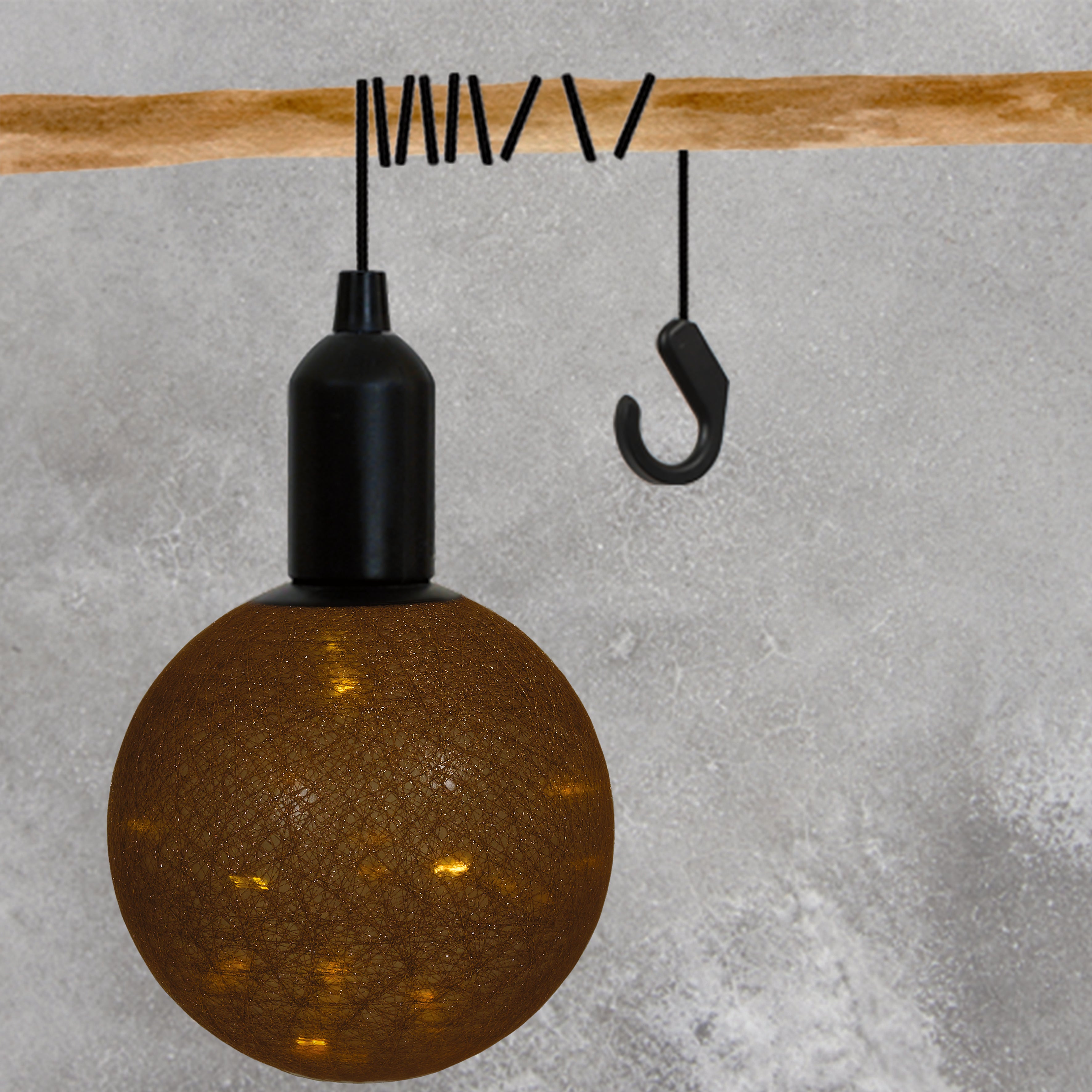 BOULE DECO LUMINEUSE A SUSPENDRE DORE D20CM
