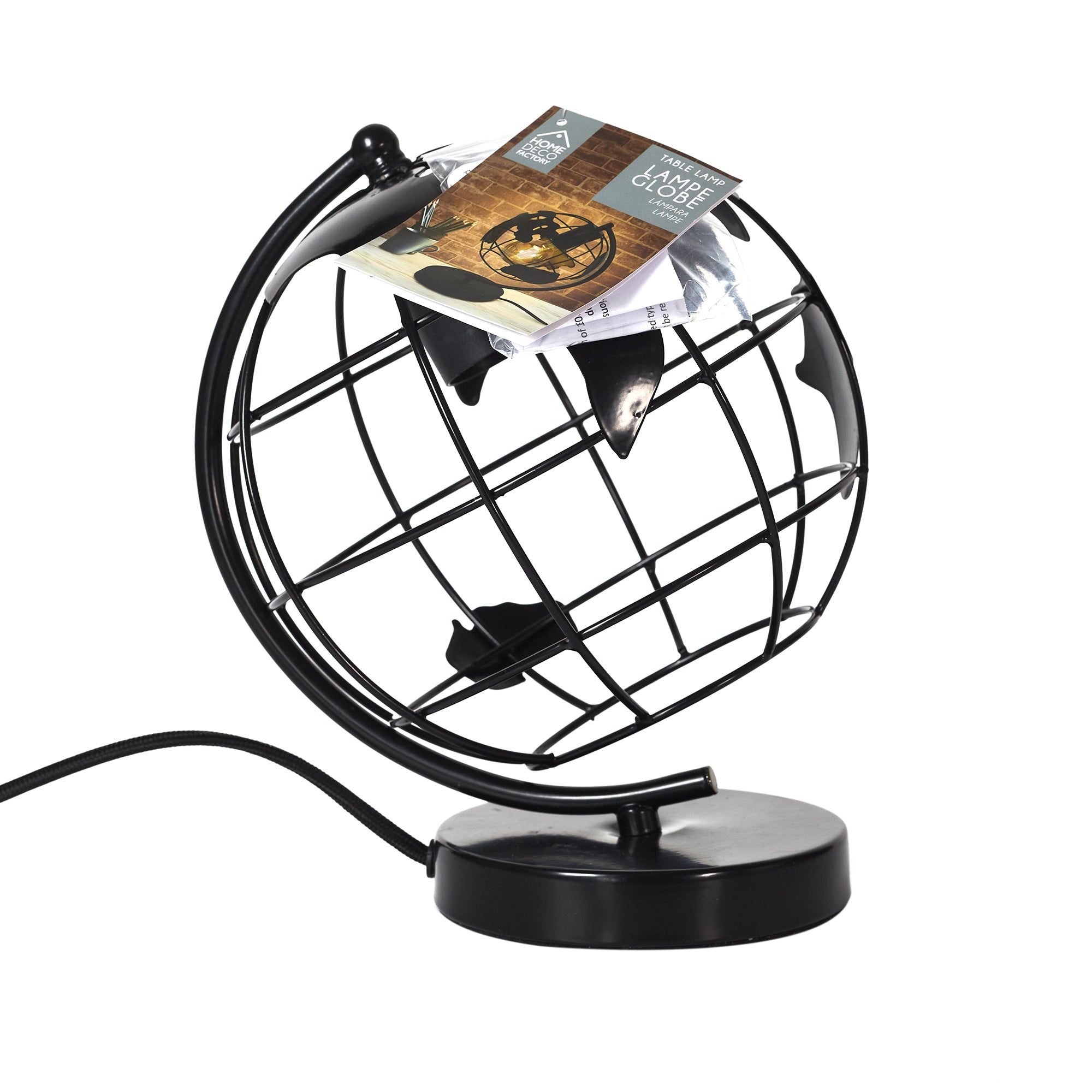 LAMPE A POSER METAL NOIR GLOBE