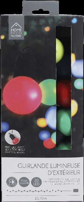 GUIRLANDE AMPOULES MULTICOLORES 20 LEDS 5M70