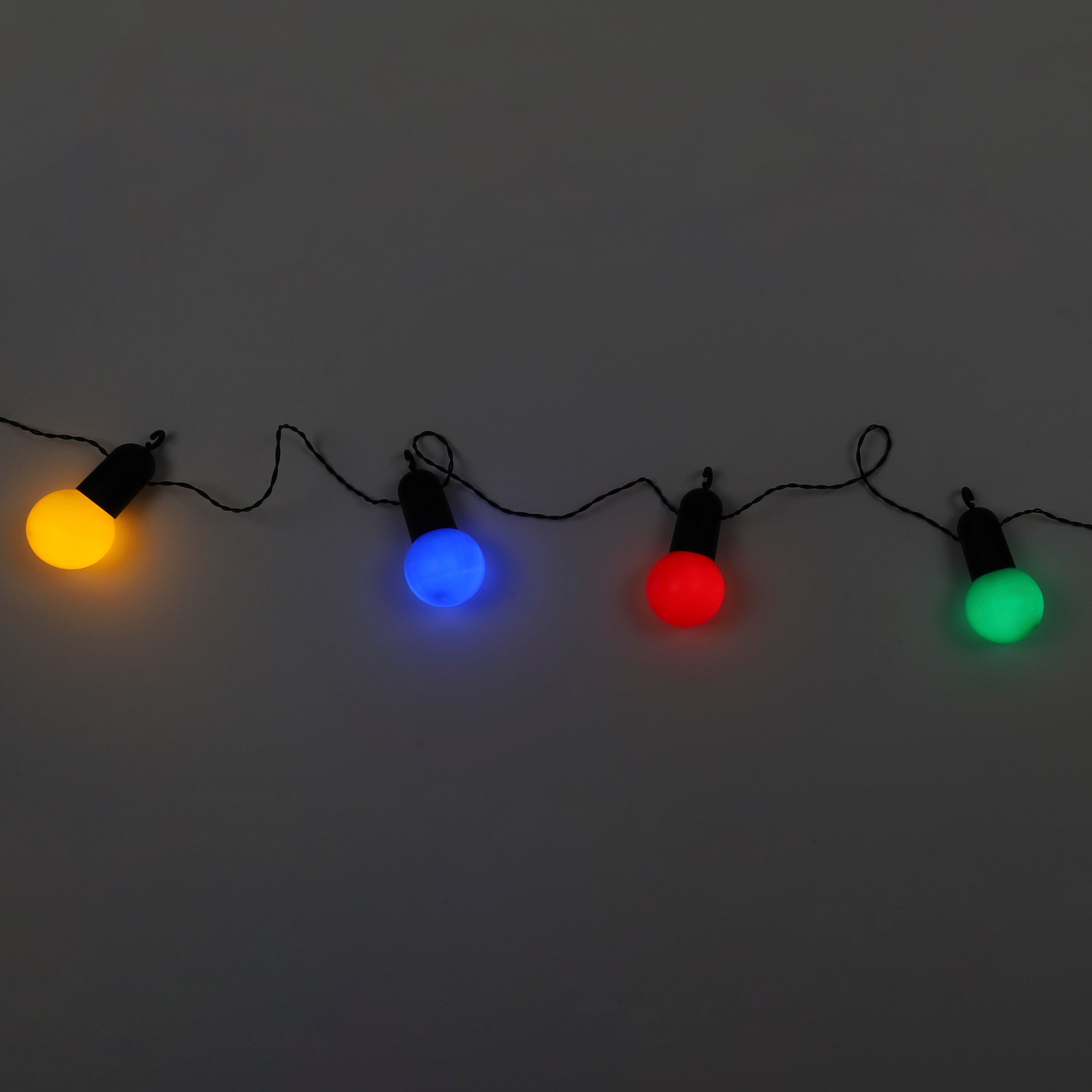 GUIRLANDE SOLAIRE AMPOULES 4 COULEURS 20 LEDS