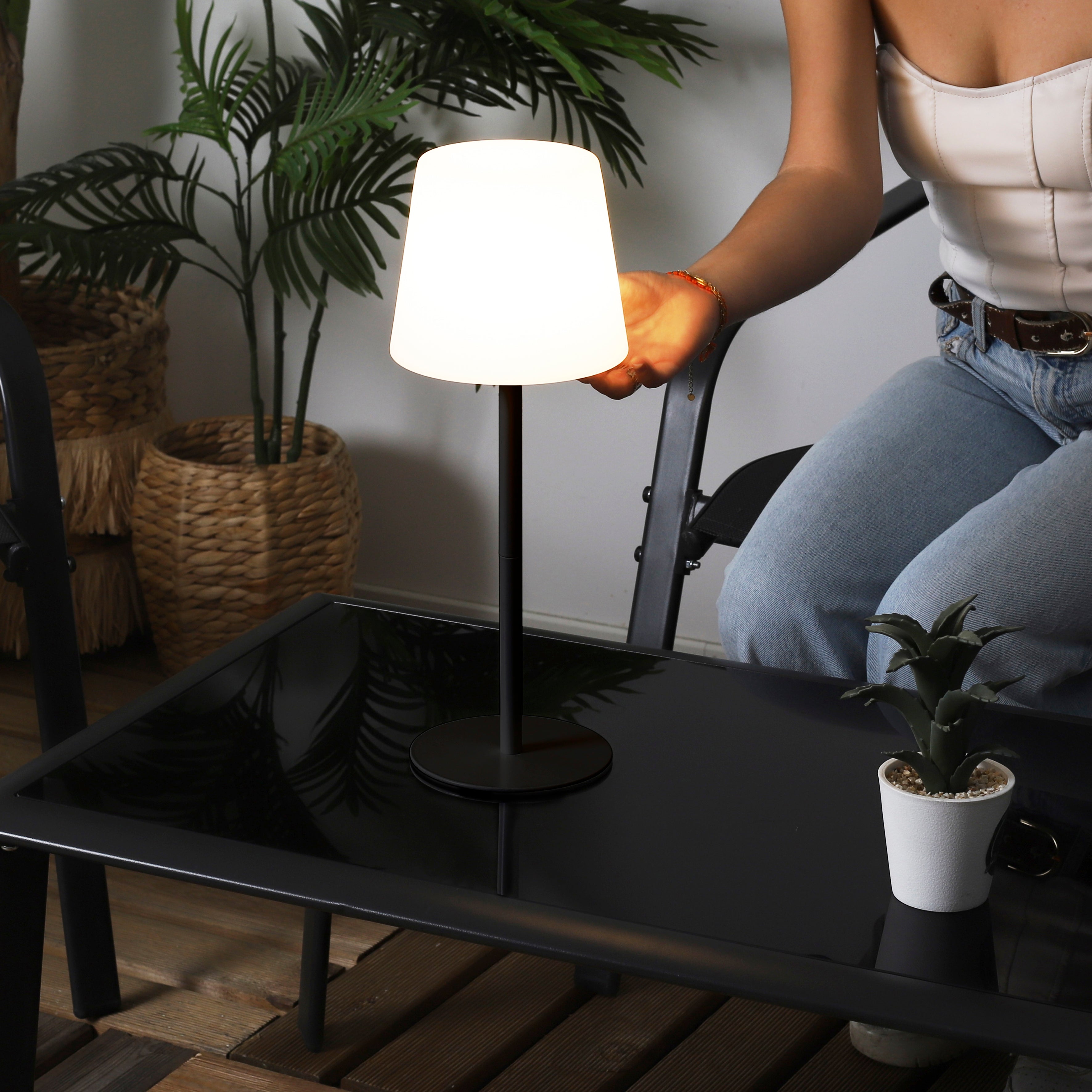 LAMPE INT EXT RECHARGEABLE USB IP65 H40CM NOIR