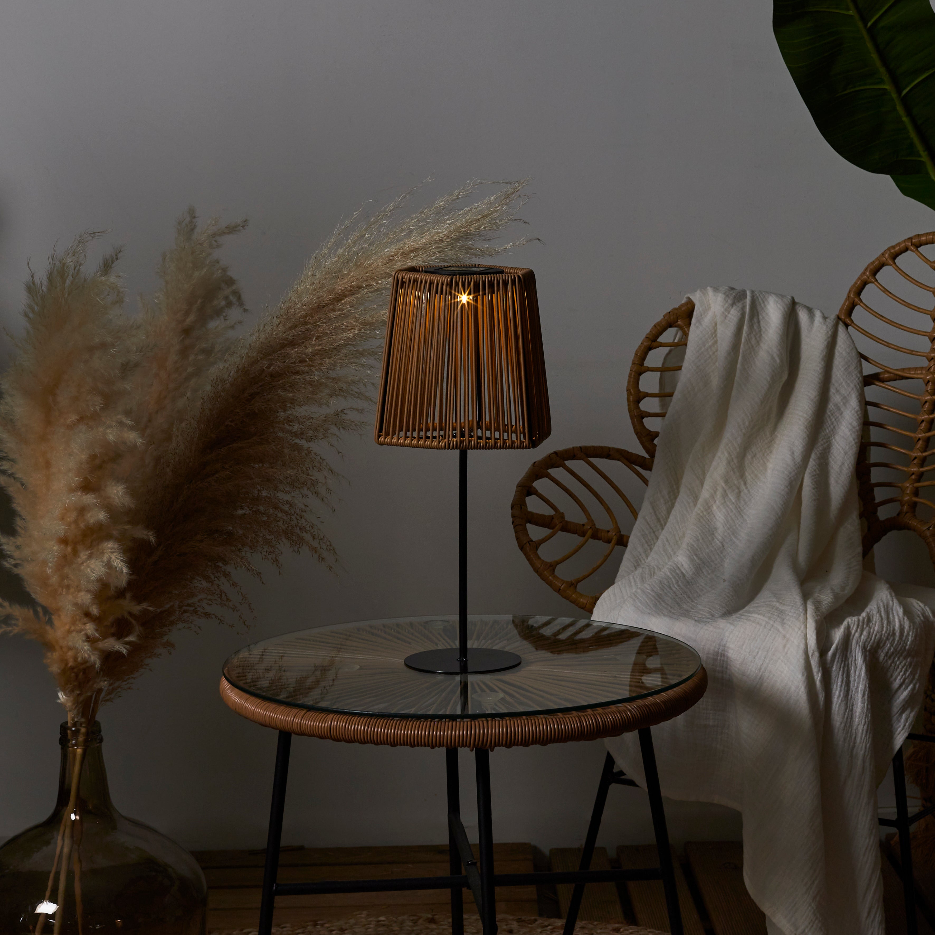 LAMPE EXTERIEUR SOLAIRE BEIGE H40CM