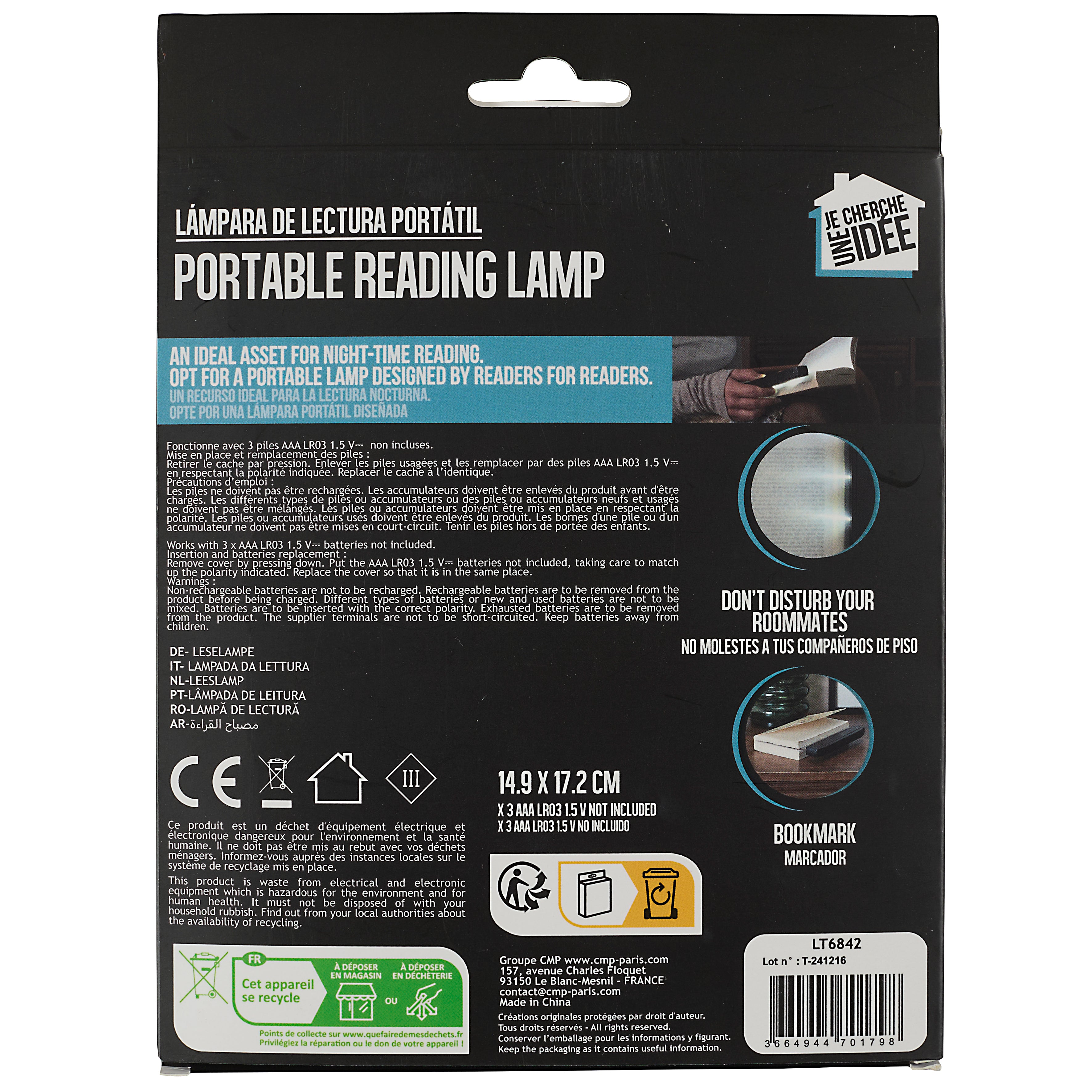 LAMPE DE LECTURE LED A PILES