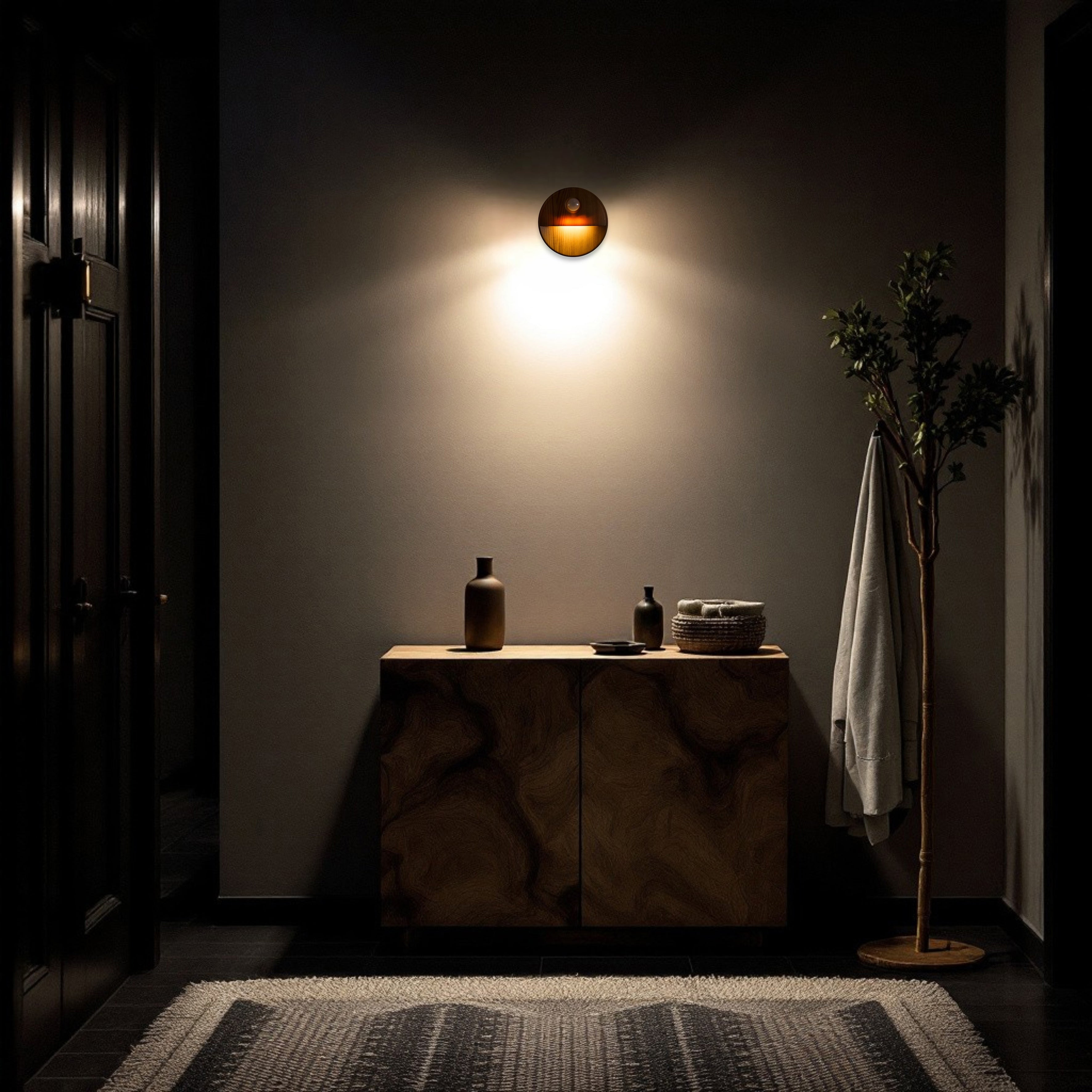 LAMPE EFFET BOIS DETECTEUR MOUVEMENT X2 PILE