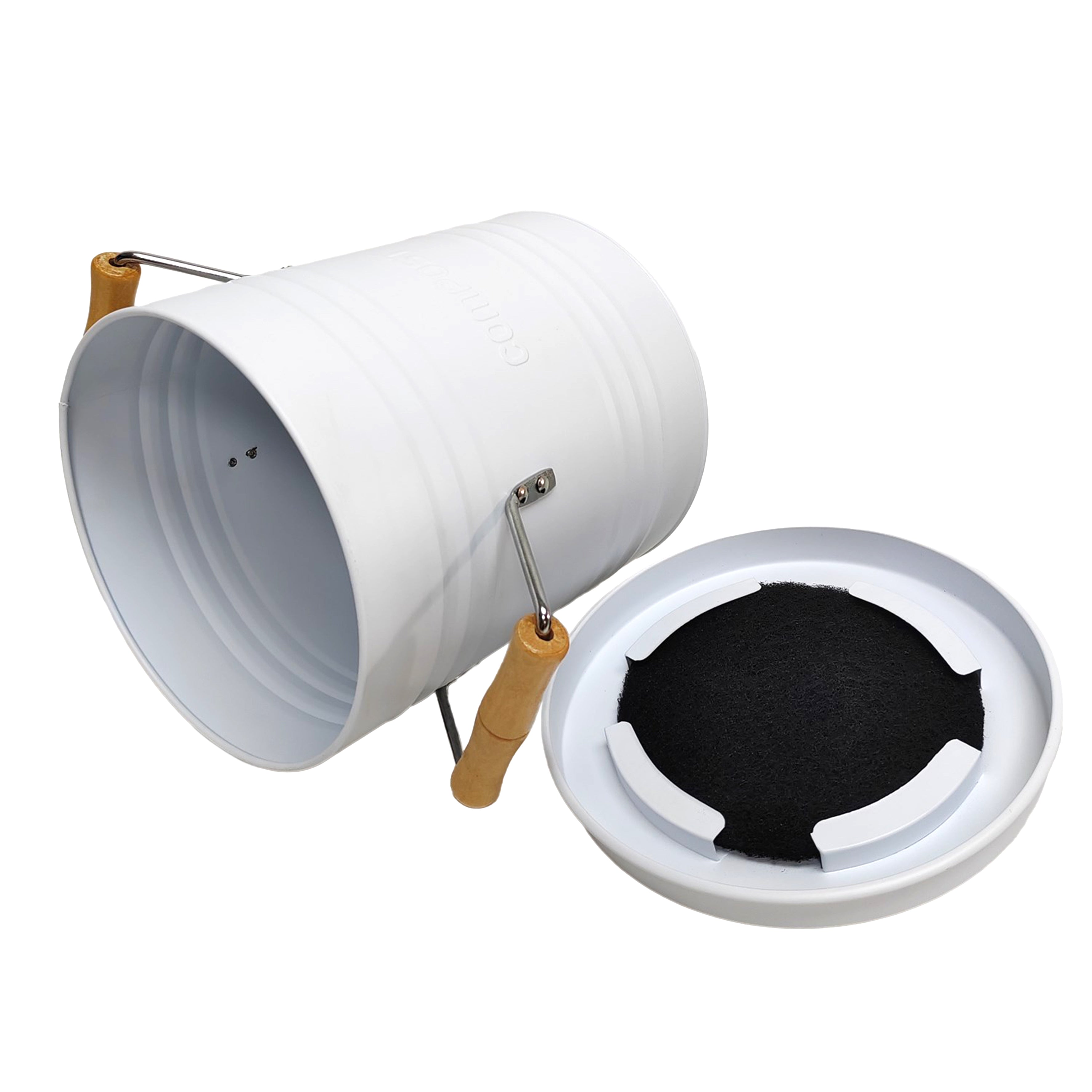 POUBELLE A COMPOST METAL COUVERCLE ET POIGNEES