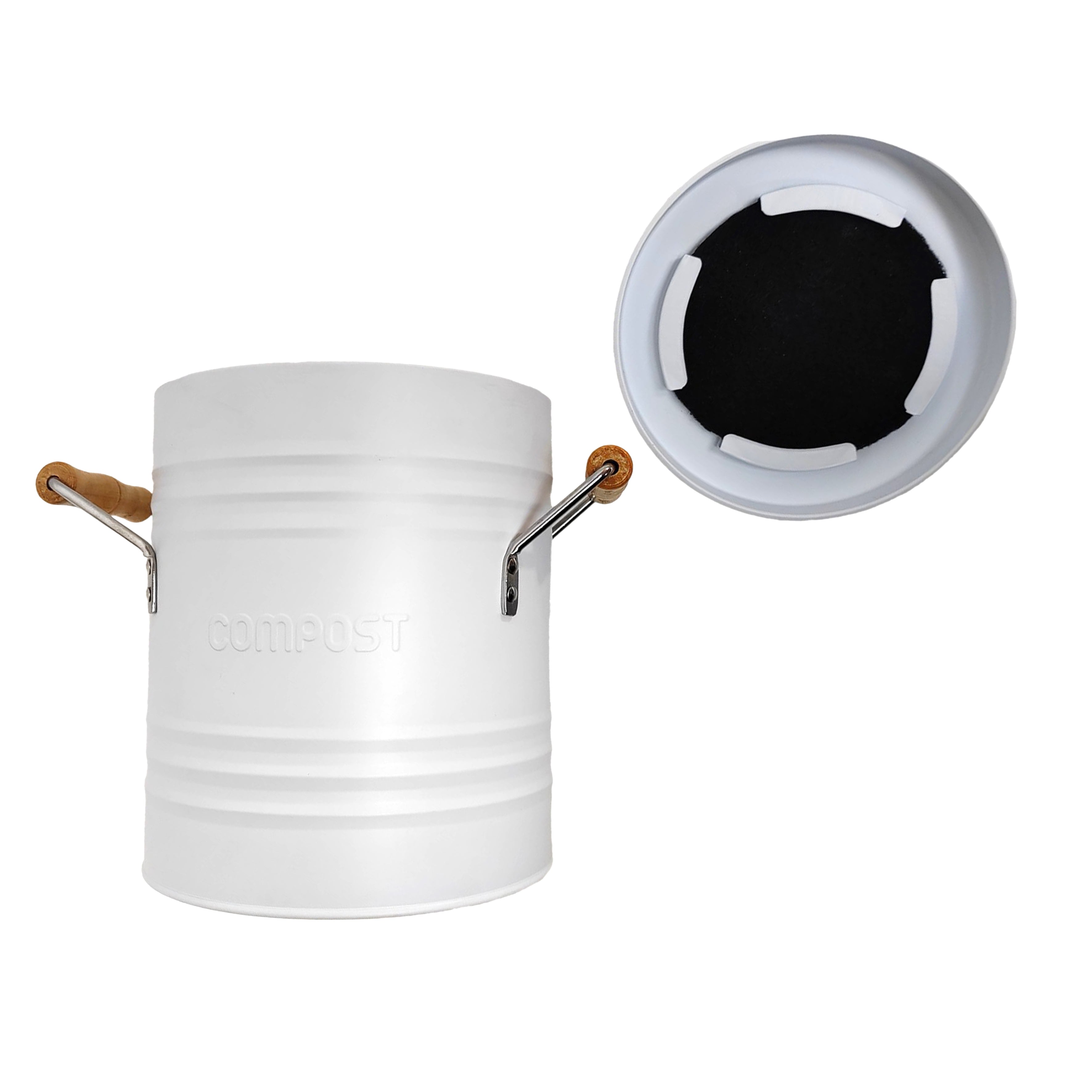 POUBELLE A COMPOST METAL COUVERCLE ET POIGNEES