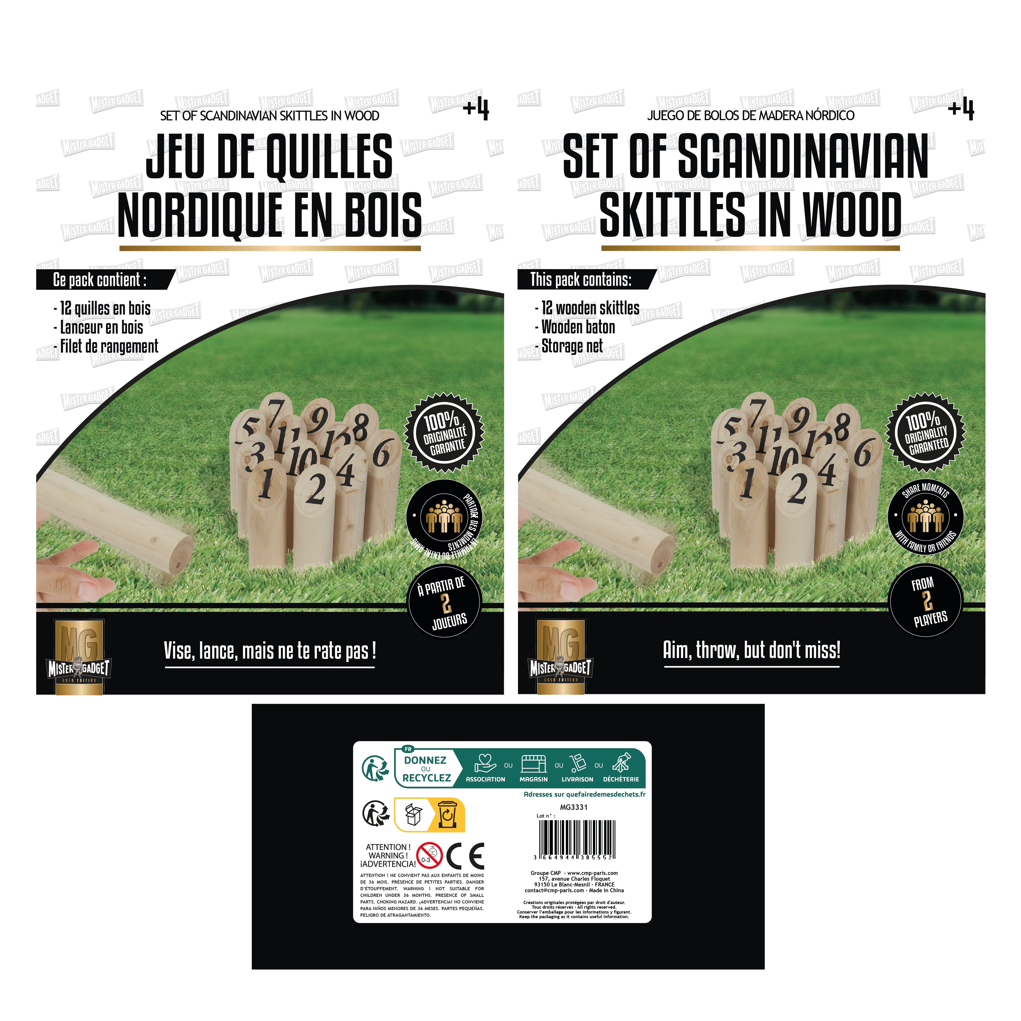 JEU DE QUILLES EN BOIS NORDIQUE