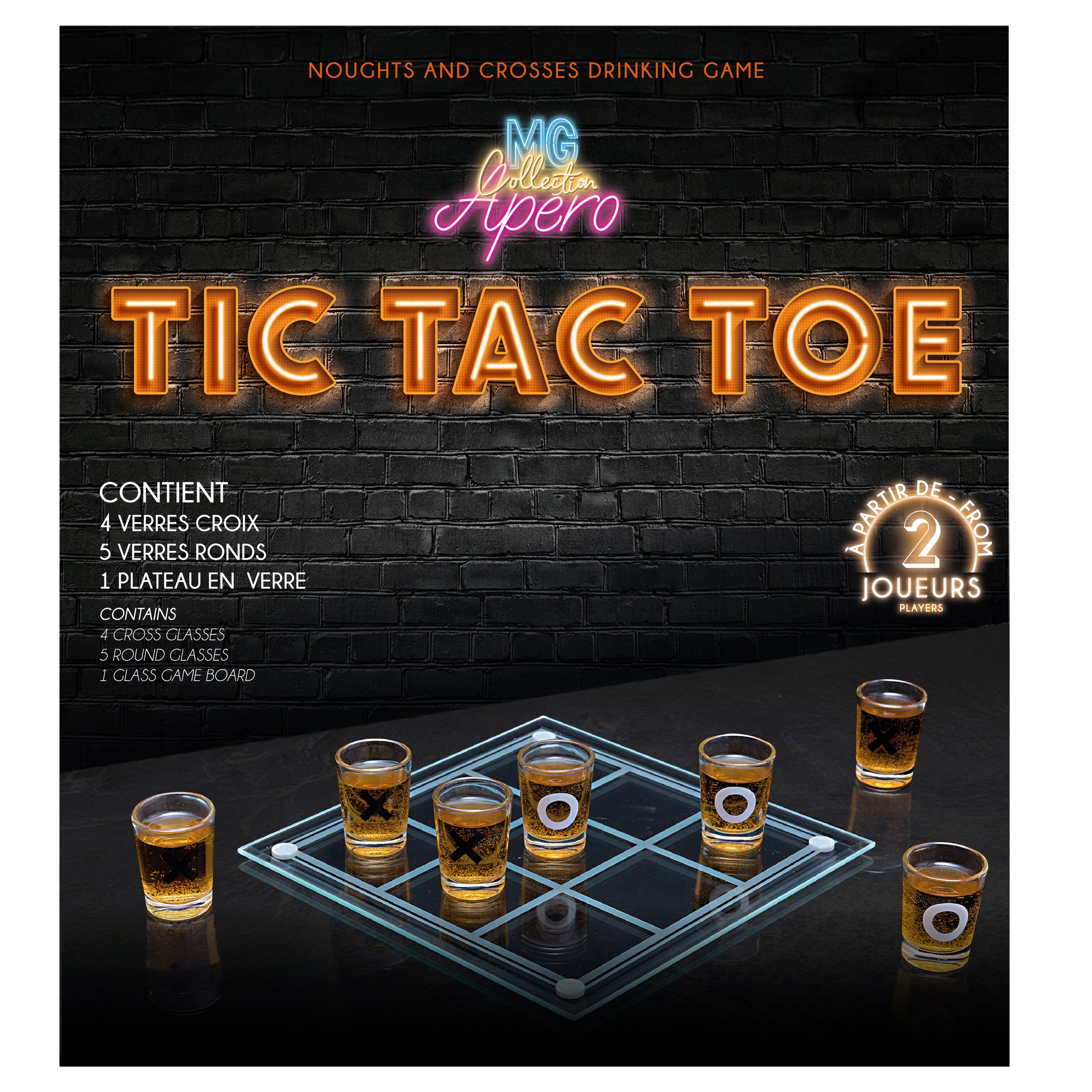 JEU A BOIRE TIC TAC TOE EN VERRE SHOT X9